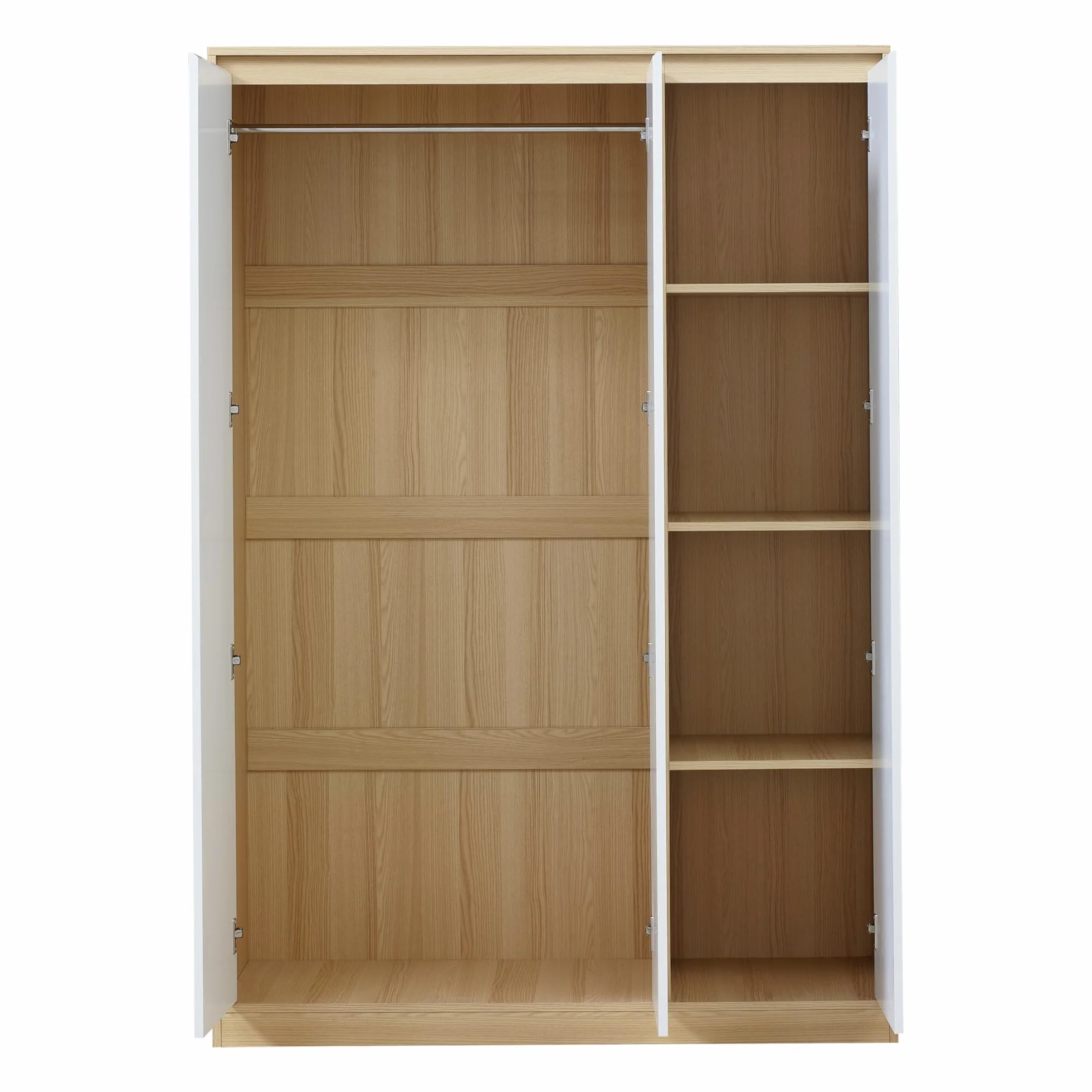 Armadio per Guardaroba con Ante Bianche 4 Scomparti 176 x 120 x 52 cm MDF Effetto Rovere