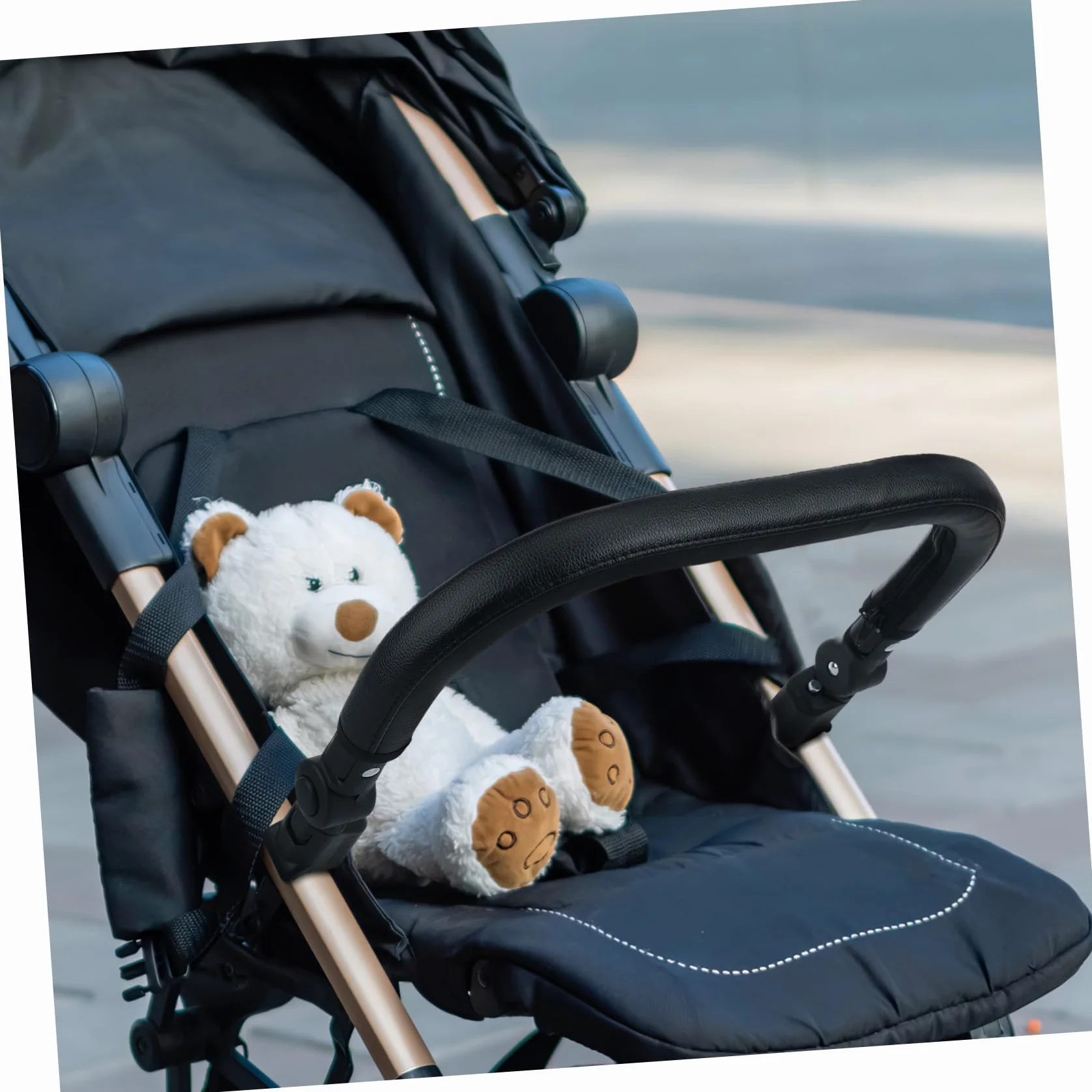 Toyvian Barra Paraurti Universale Per Passeggino Maniglia Bracciolo Sostituzione Barra Trasversale Pelle Pu Nera Paraurti Bracciolo Passeggino Maniglia Staccabile Del