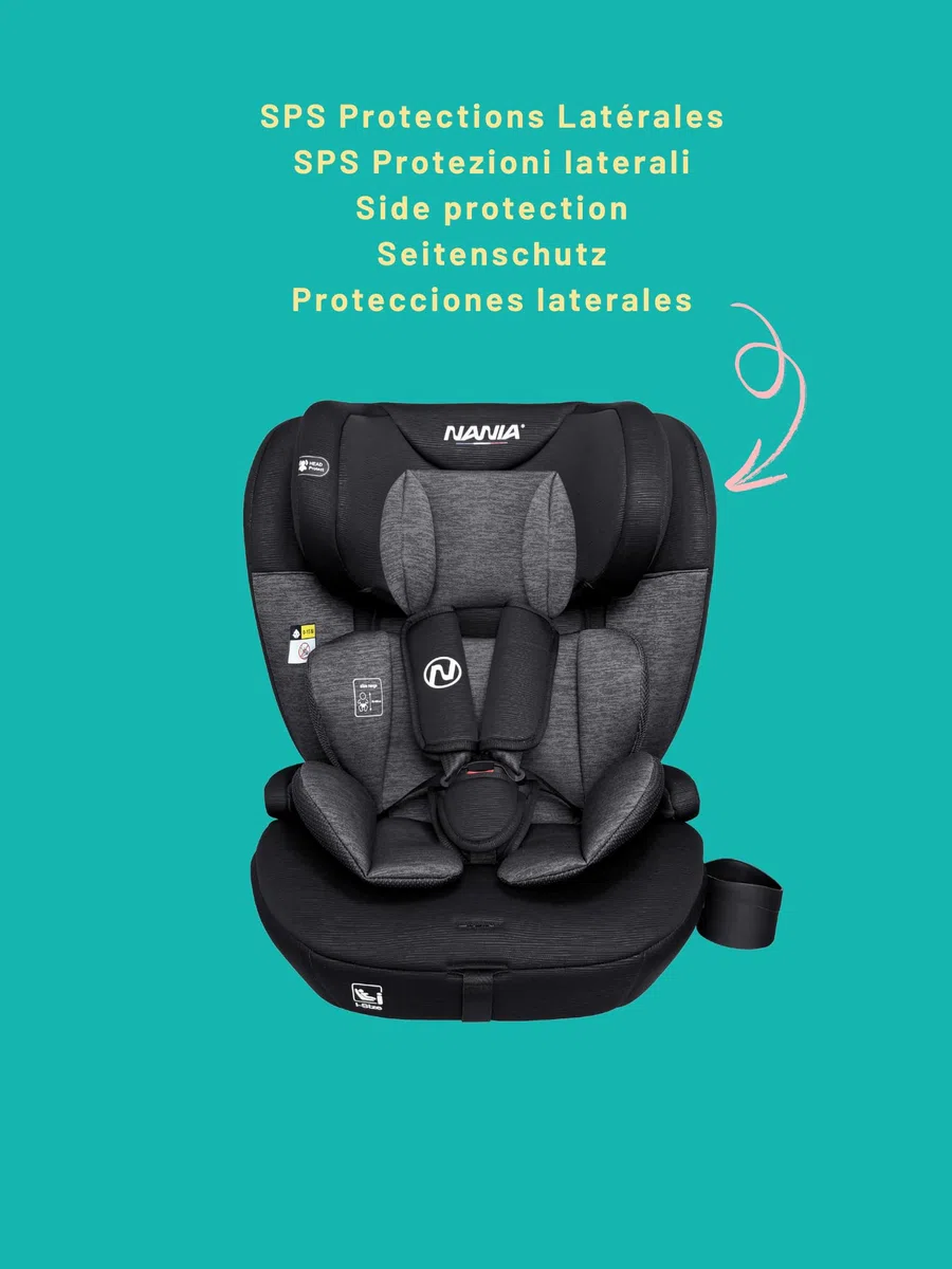 Nania, Torino, Seggiolino auto, 76-150 cm, da 9 a 36 kg, da 15 mesi a 12 anni, Poggiatesta regolabile con 12 regolazioni, Protezione laterale,Portabicchieri