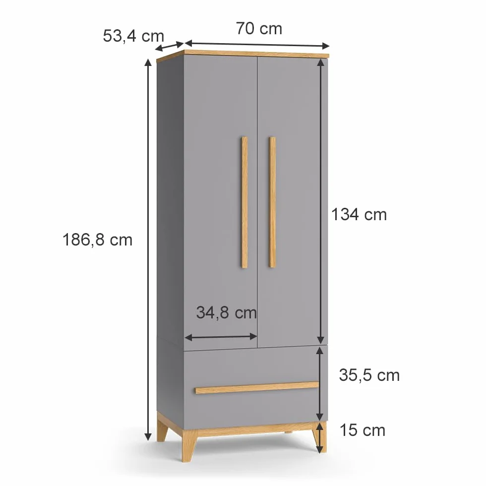 VitaliSpa Malia Guardaroba bambini 70 x 186.8 cm szary