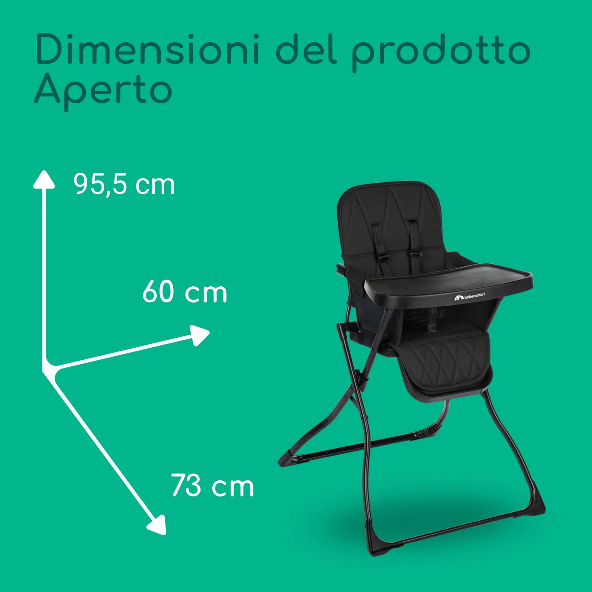 Bebeconfort Lily Seggiolone Pappa Pieghevole Viaggio, 6 mesi-3 anni, 9-15 kg, 4 kg, Tinted Graphite