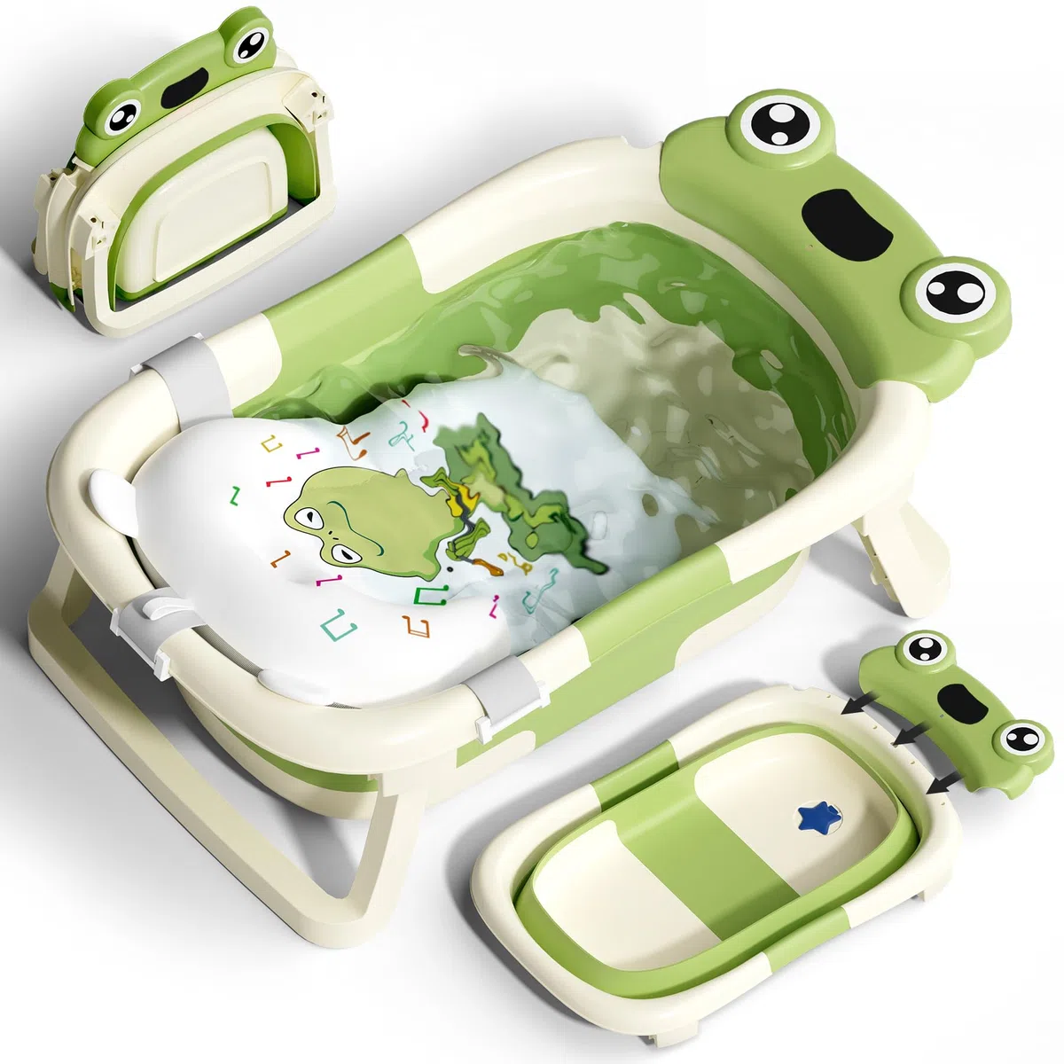 COOSEYA Vasca Neonato Bagnetto, Vasca Neonato Con Supporto Da Bagno Gratuito, Verde