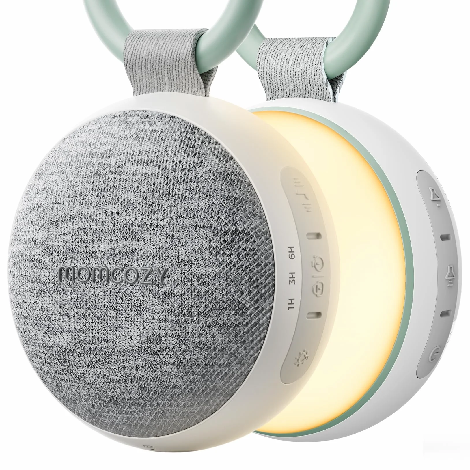 Momcozy WN06 Macchina Rumori Bianchi Neonato Portatile con Luce Notturna, 20 Suoni Rilassanti, Altoparlante Bluetooth, Timer