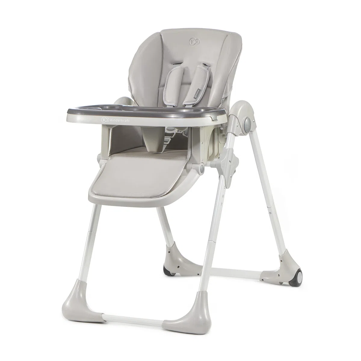 Kinderkraft YUMMY Seggiolone Pappa, Regolabile, Pieghevole, Ripiano Smontabile, per Bambini da 6 Mesi fino a 3 Anni, Grigio