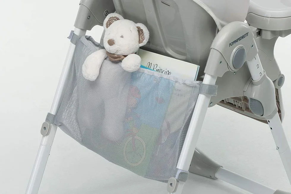 Foppapedretti Seggiolone Meeting Baby Tiger, 6 mesi-3 anni 15 kg, Seduta Poggiapiedi Schienale Regolabili, Cesto Porta Oggetti, Imbottitura Lavabile