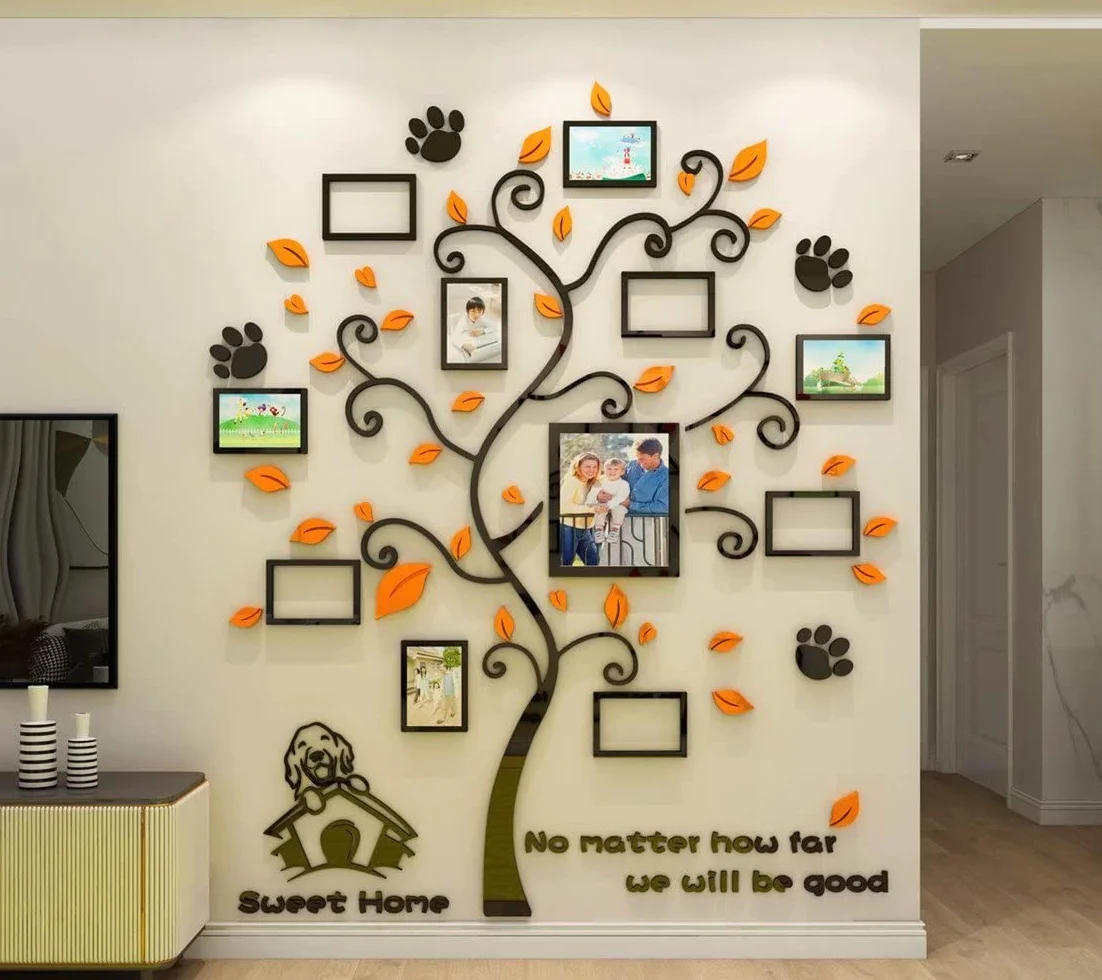 Adesivi Murali Albero Della vita Adesivo da Parete 3D DIY Famiglia Cornice Albero Adesivo Muro per Foto per Camera da Letto Soggiorno Divano (XXL:220 * 181cm)