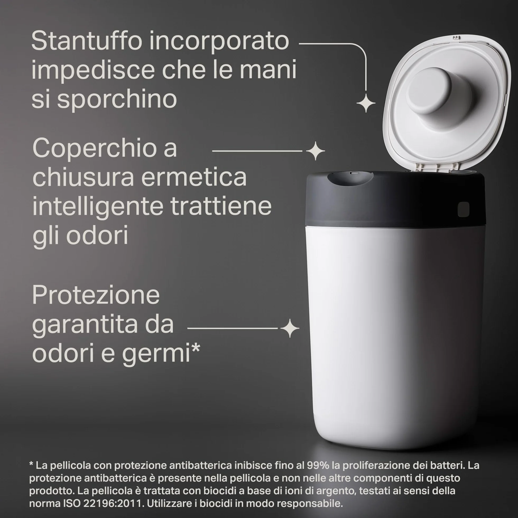 Tommee Tippee Starter Set Twist & Click Mangiapannolini con 12 Ricariche Pellicola Antibatterica Multistrato, Bianco