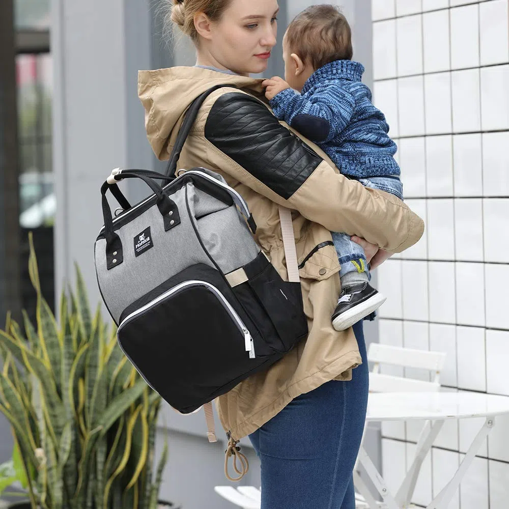 Hafmall Zaino Fasciatoio Impermeabile da Viaggio Zaino, Elegante Grande Capacità Borsa Fasciatoio con Pannolino Tappetino e Ganci per Passeggino