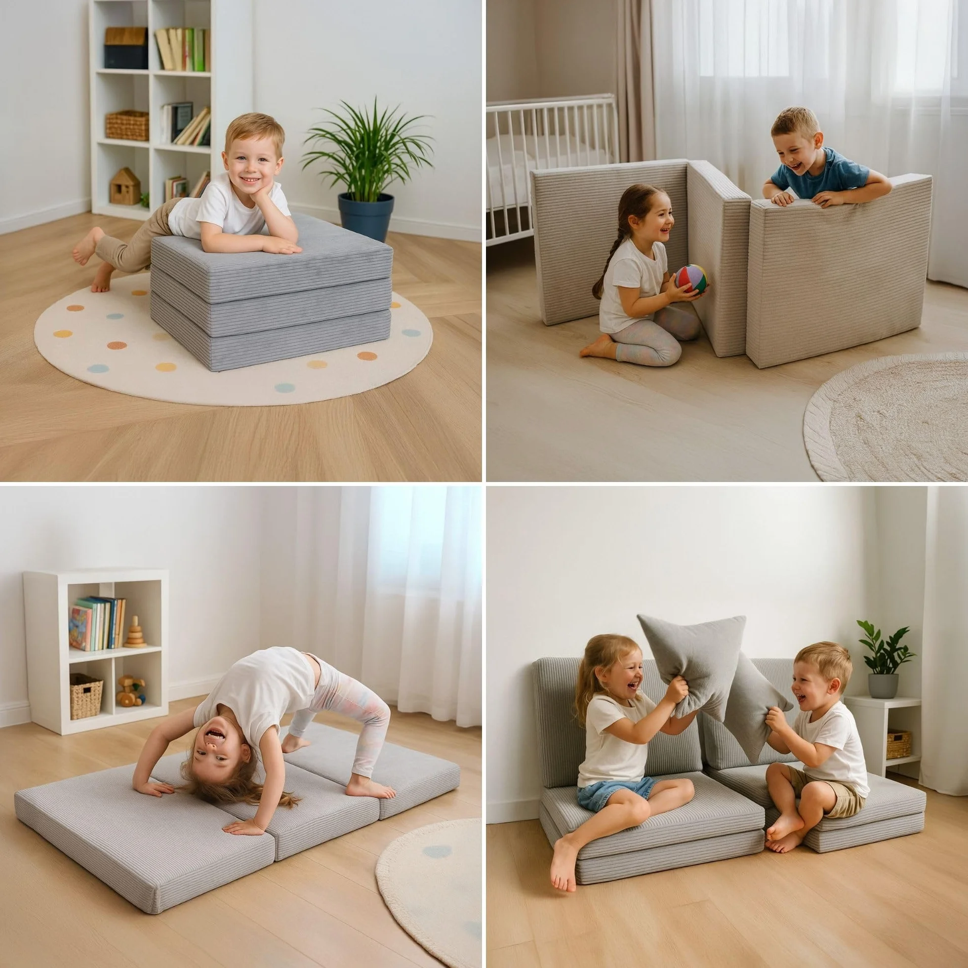 Materasso Pieghevole Bambini - 65x195 cm Brandina Ospiti Materassino da Pavimento Cameretta Materasso da Viaggio Compatto Leggero Rivestimento Sfoderabile Lavabile Oeko-Tex 65 x 195 Beige