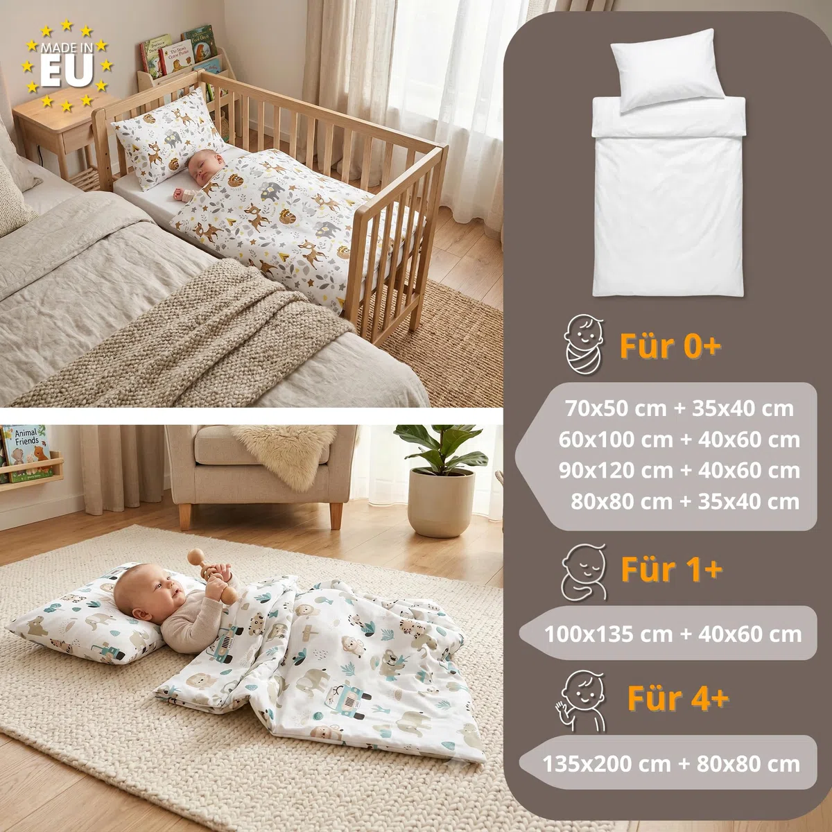 Totsy Baby Trapunta per bambino cotone 90x120 - piumono culla neonato set Imbottitura per piumone 90 x 120 cm con cuscino 40 x 60 cm per ragazzi e ragazze Oeko-Tex Orsi di peluche