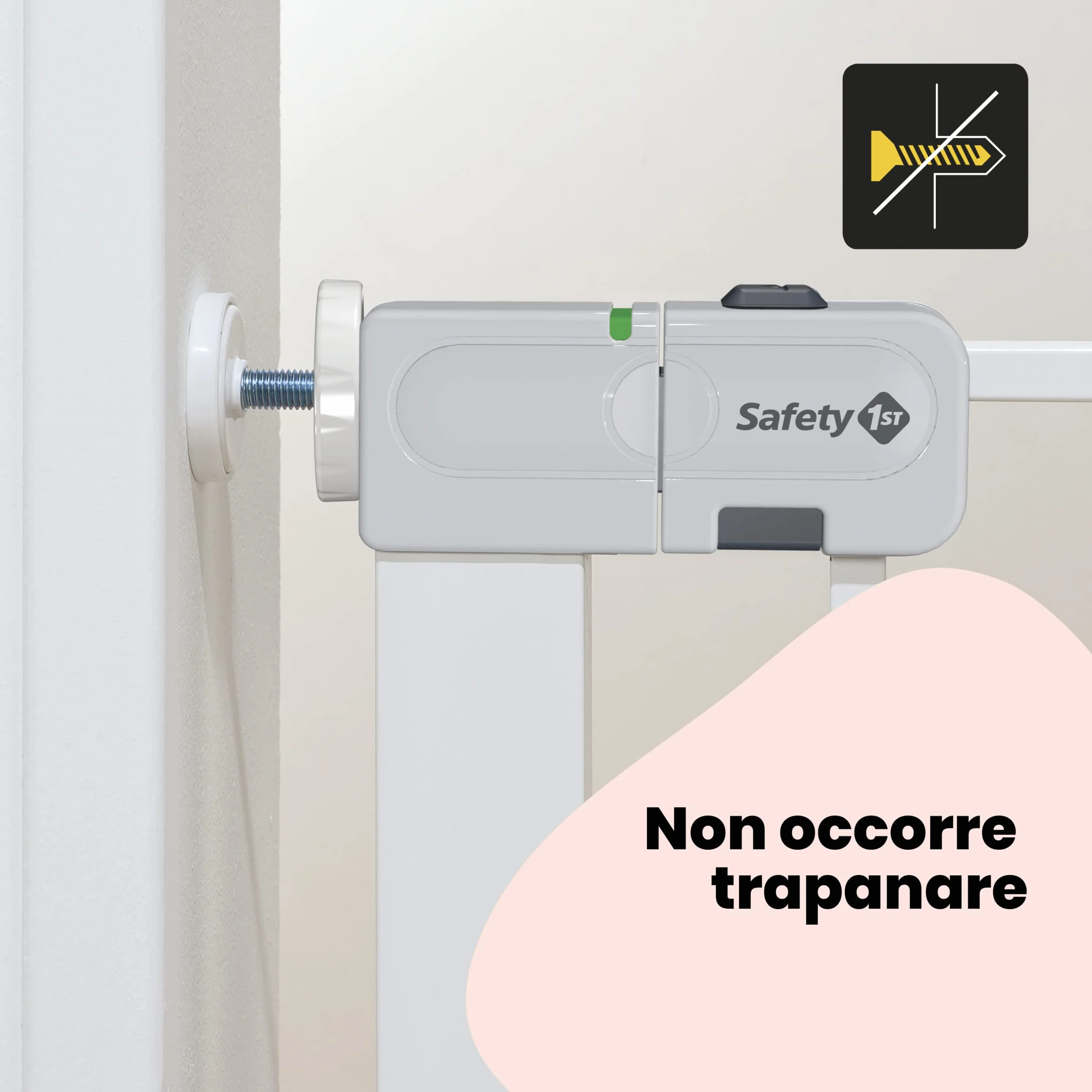 Safety 1st Auto Close Cancello di Sicurezza per Bambini, Chiusura Automatica, 73-80 cm, Estensibile fino a 136 cm, Metallo Bianco