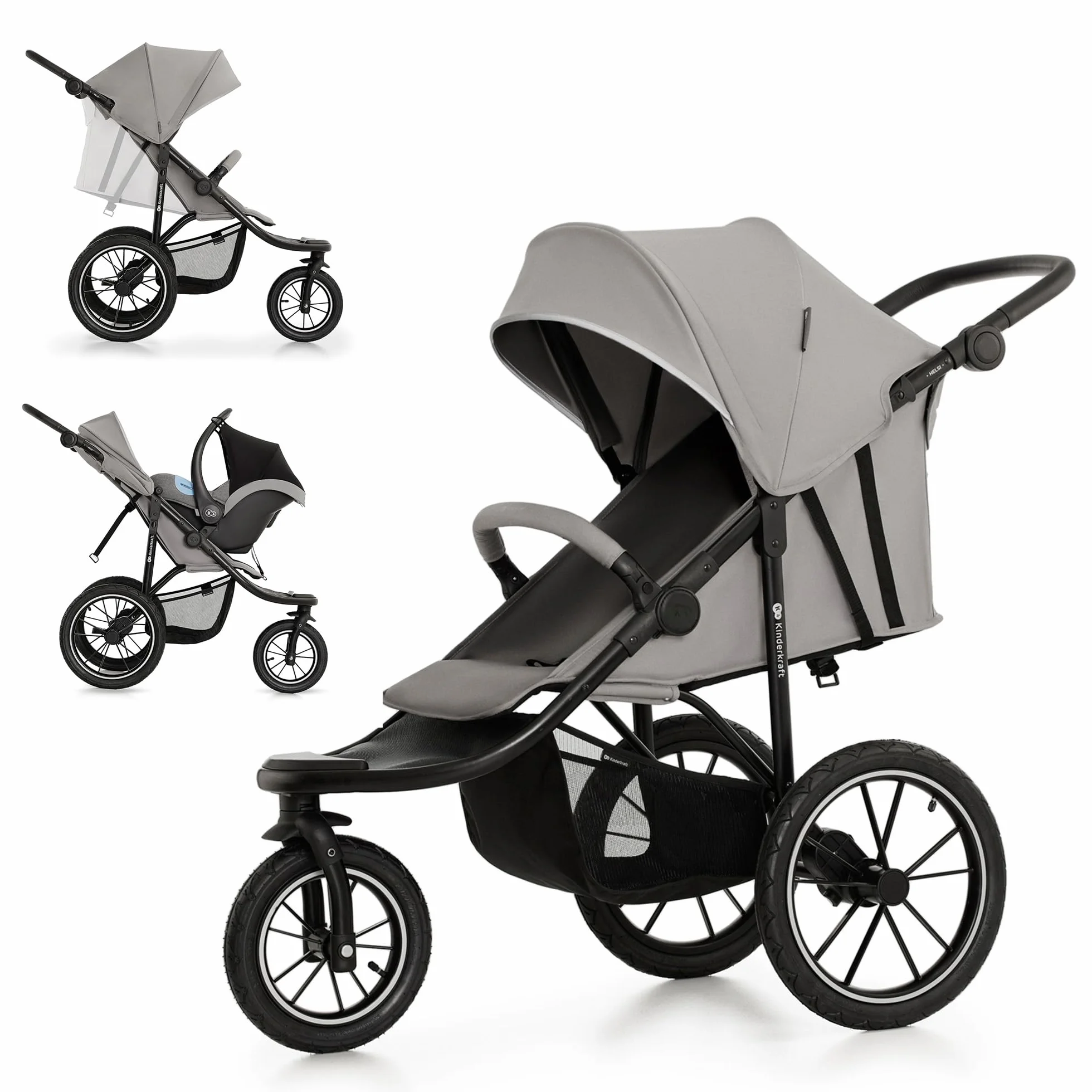 Kinderkraft HELSI 2 Passeggino leggero 3 ruote, 27 kg, szare