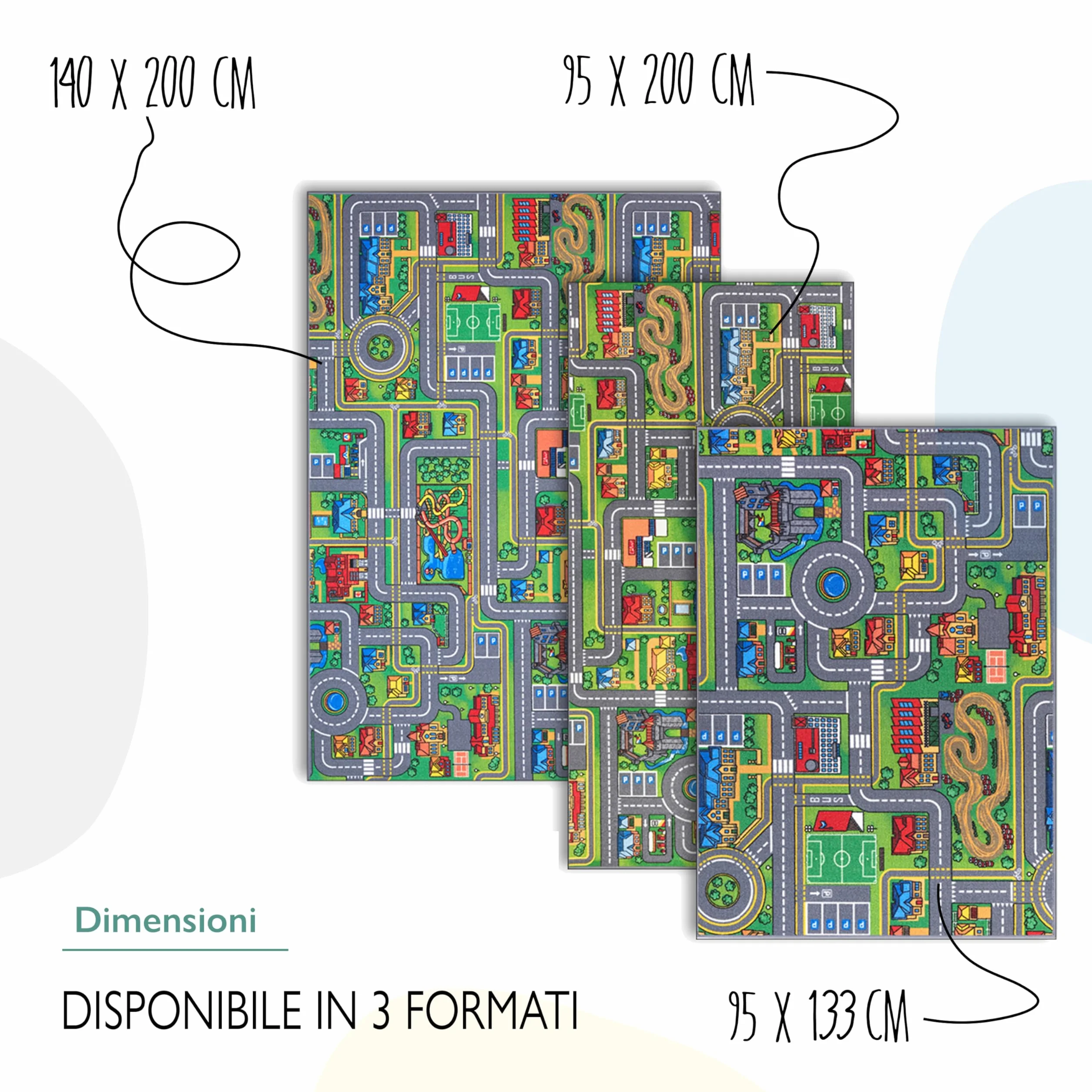 Carpet Studio Tappeto Bambini 140x200cm, Tappeto Gioco per Cameretta, Lavabile in Lavatrice, Facile da Pulire, Antiscivolo - Playcity