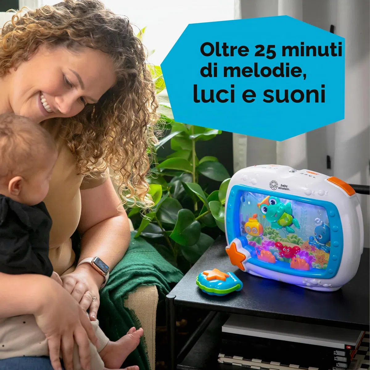 Baby Einstein Sea Dreams Soother – Rumori Bianchi per Neonato con Luci e Suoni Marini, Acquario Bebè Giocattolo da Culla con Controllo Remoto e Luce Notturna Rilassante, 0+ Mesi