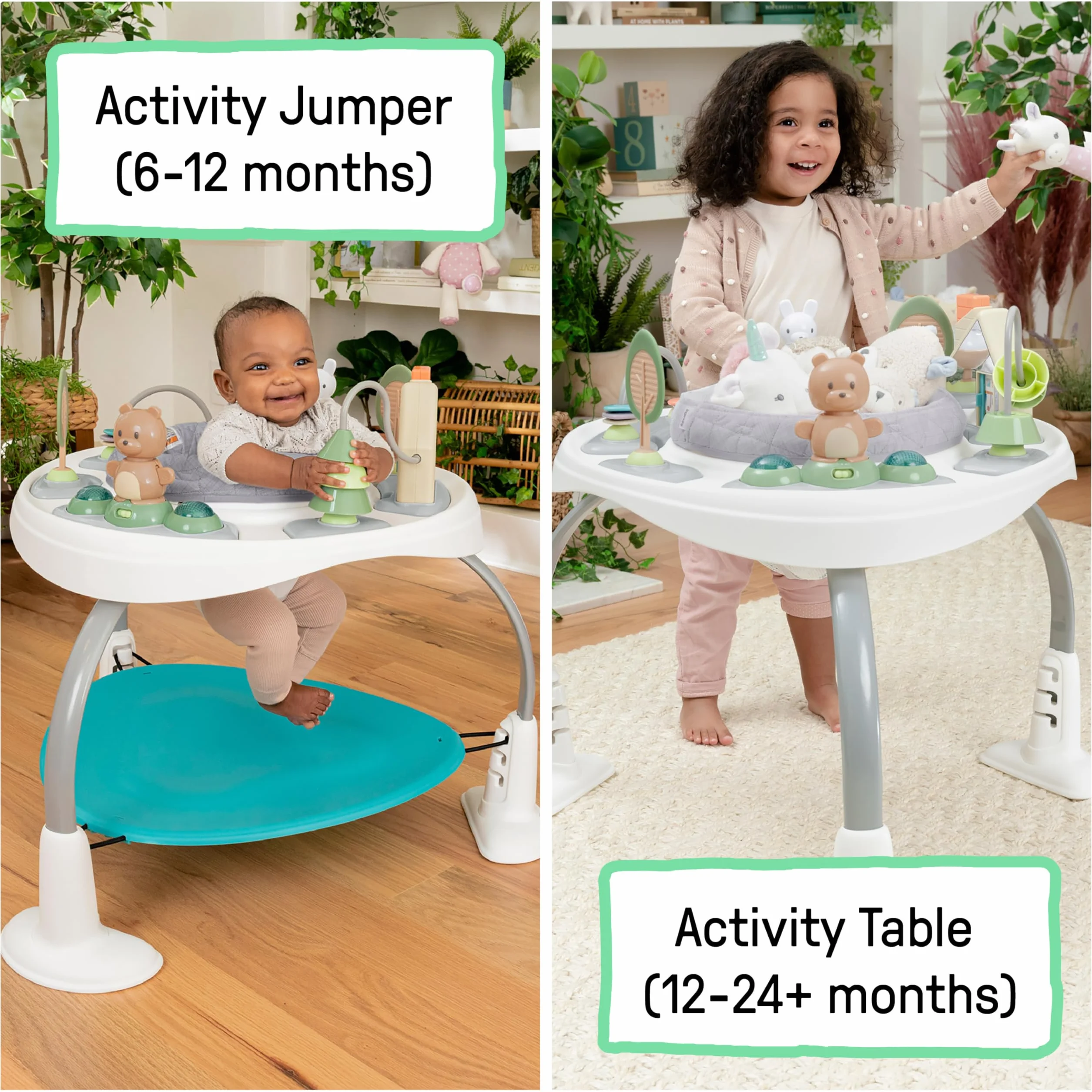 Ingenuity Spring & Sprout 2 in 1 Centro Attività Giochi e Tavolo con Cuscino Luci Suoni 11 Attività Interattive 6 Mesi+
