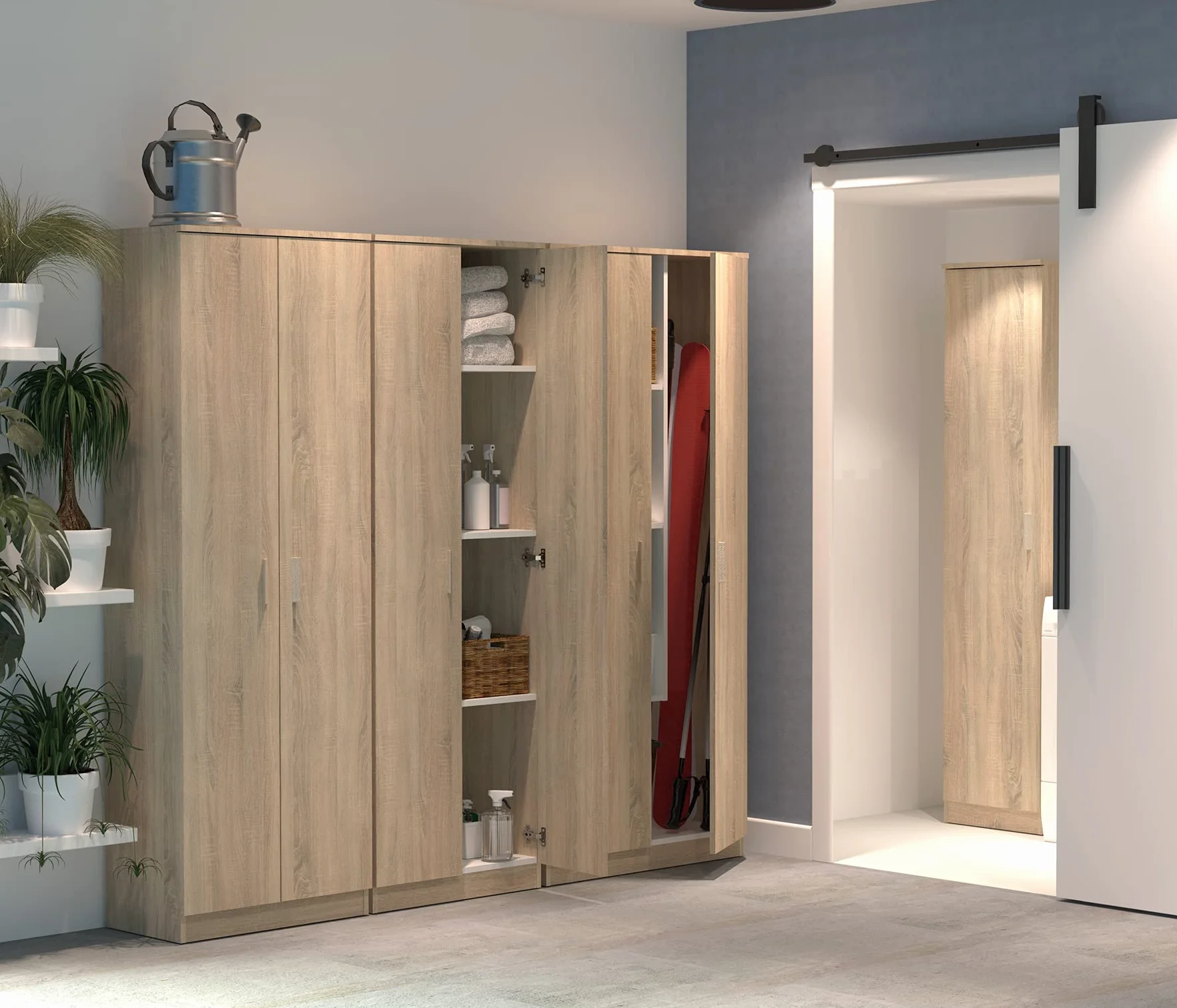 Armadio Scopiera Multiuso 2 porte Rovere Cambrian 180x80x35cm