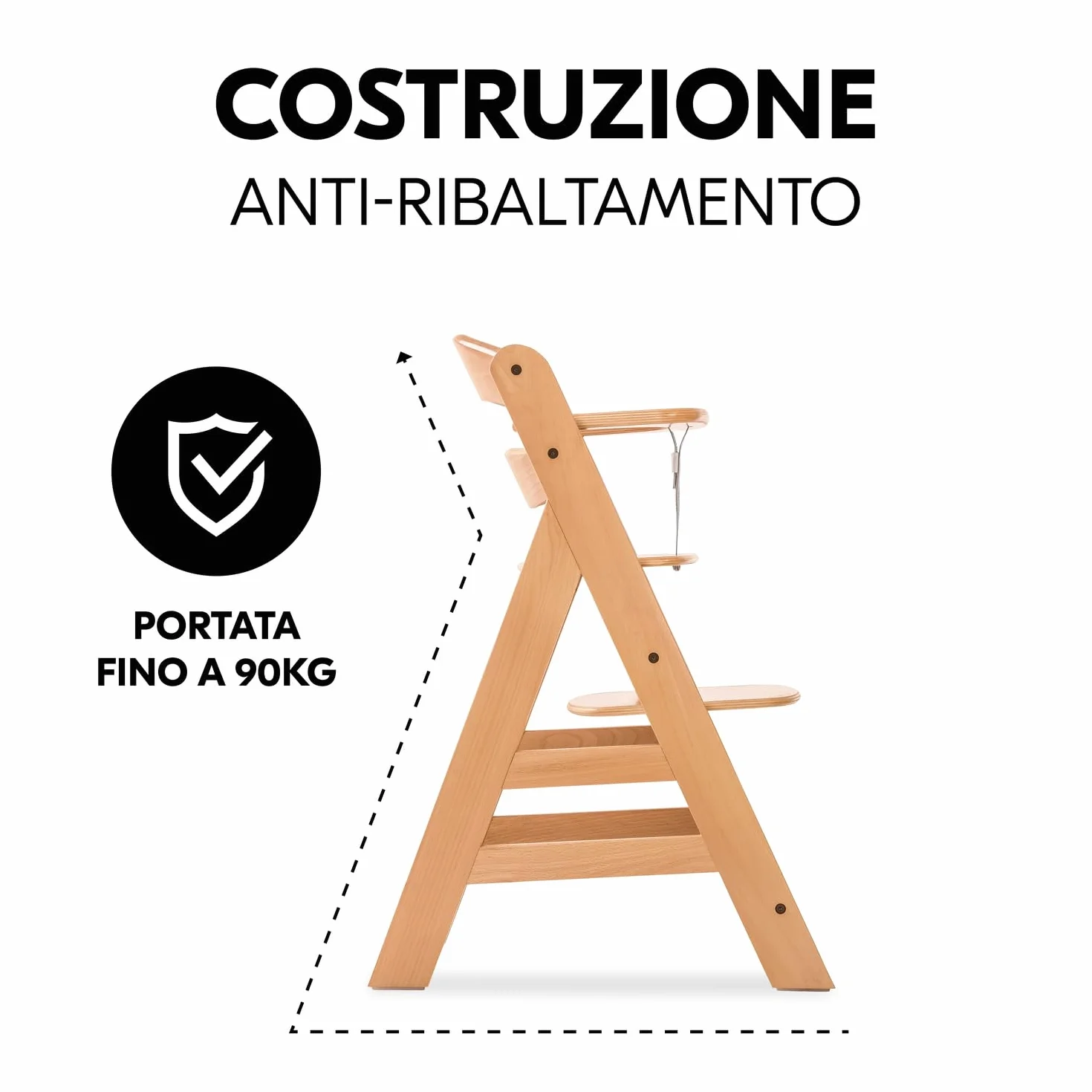 Hauck Seggiolone Pappa Alpha+ Legno FSC® Naturale - Sedia Evolutiva 6 mesi-90 kg con Barra Frontale e Cintura 5 Punti