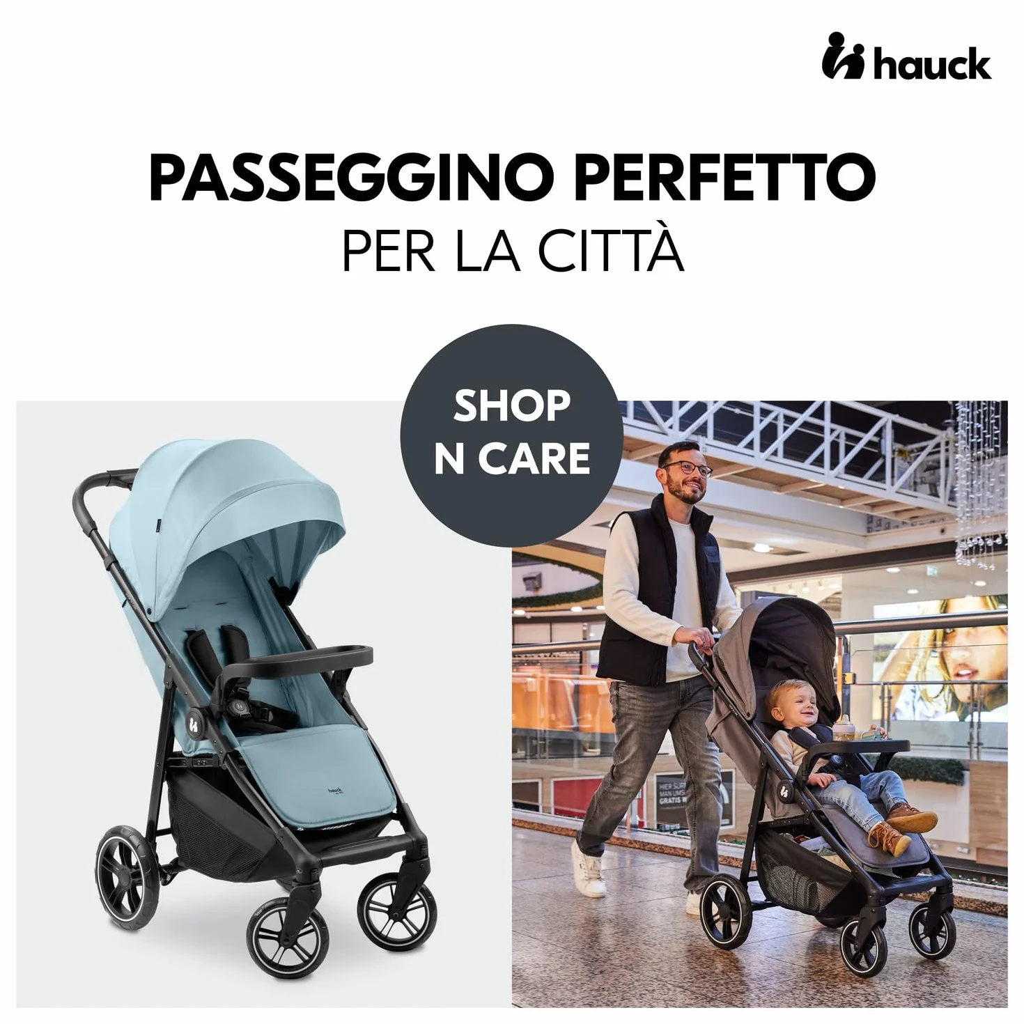 Hauck Passeggino Leggero Shop N Care Reclinabile UPF 50+ Cesto XL Dusty Blu