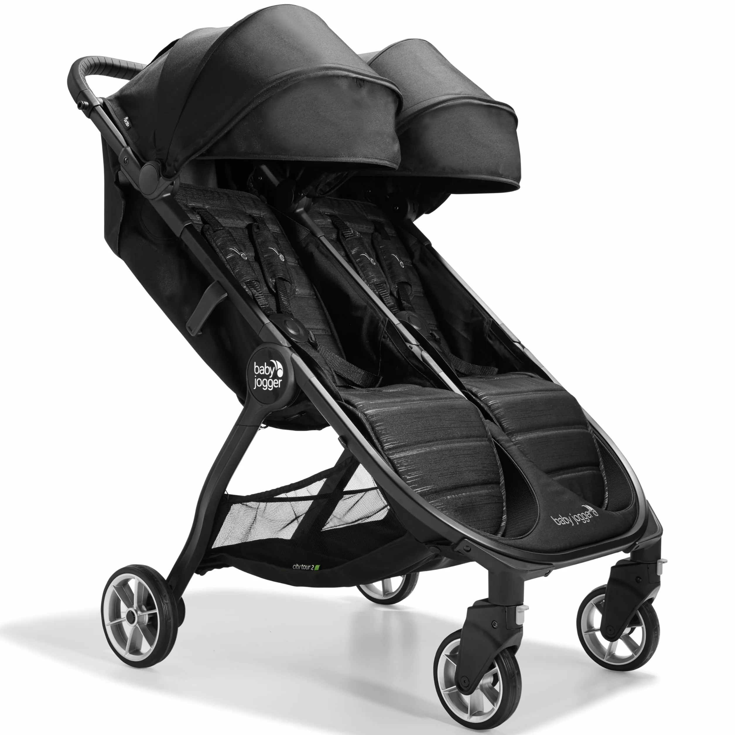 Baby Jogger City Tour 2 Passeggino da viaggio doppio, leggero, pieghevole, portatile, Nero