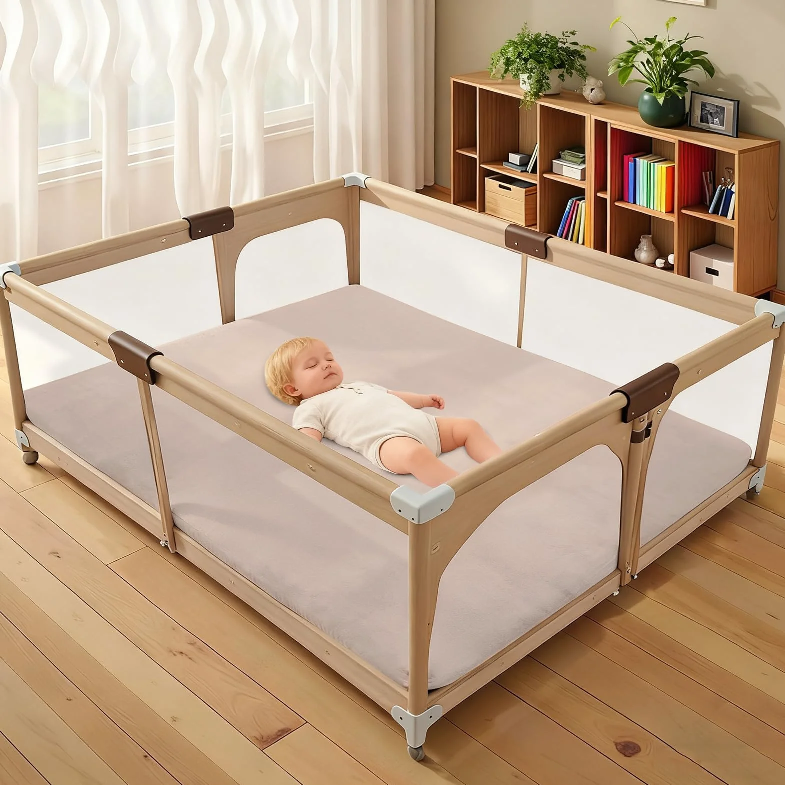 Tappetino da gioco per bambini in velluto di corallo spesso 3 cm Tappeto for gattonare e giocare, antiscivolo 150 x 150 cm Marrone Chiaro per bambini e neonati, tappetino per bambini per pavimento