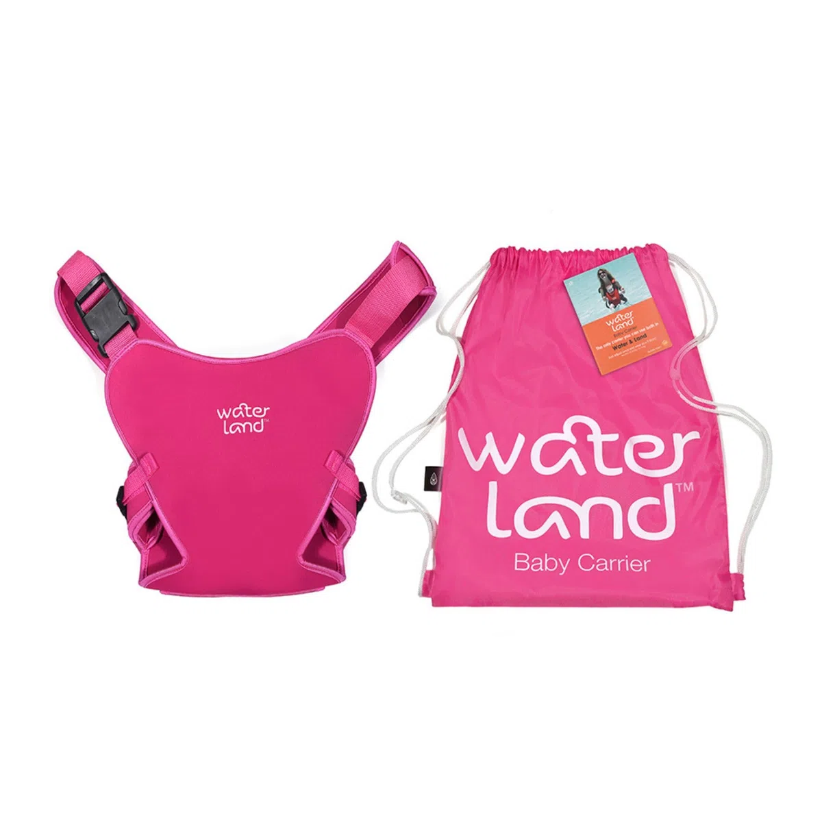 WaterLand Marsupio innovativo seggiolino per acqua e terra, rosa, cinghia toracica impermeabile per bambini con cinghie regolabili, seggiolino leggero per il trasporto per piscina e spiaggia