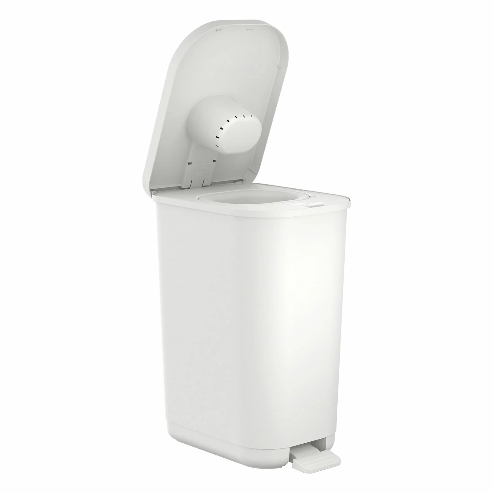 Rotho Babydesign YUMA - Pattumiera per pannolini con pedale e 30 sacchetti abbinati, 40 x 28,5 x 51 cm (lunghezza x larghezza x altezza), colore: Bianco