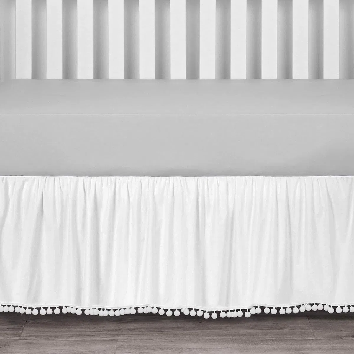Mini gonna per culla, design con volant, finitura, biancheria da letto per cameretta dei bambini, morbido tessuto in microfibra, copertura decorativa per la camera dei bambini, spazio per dormire