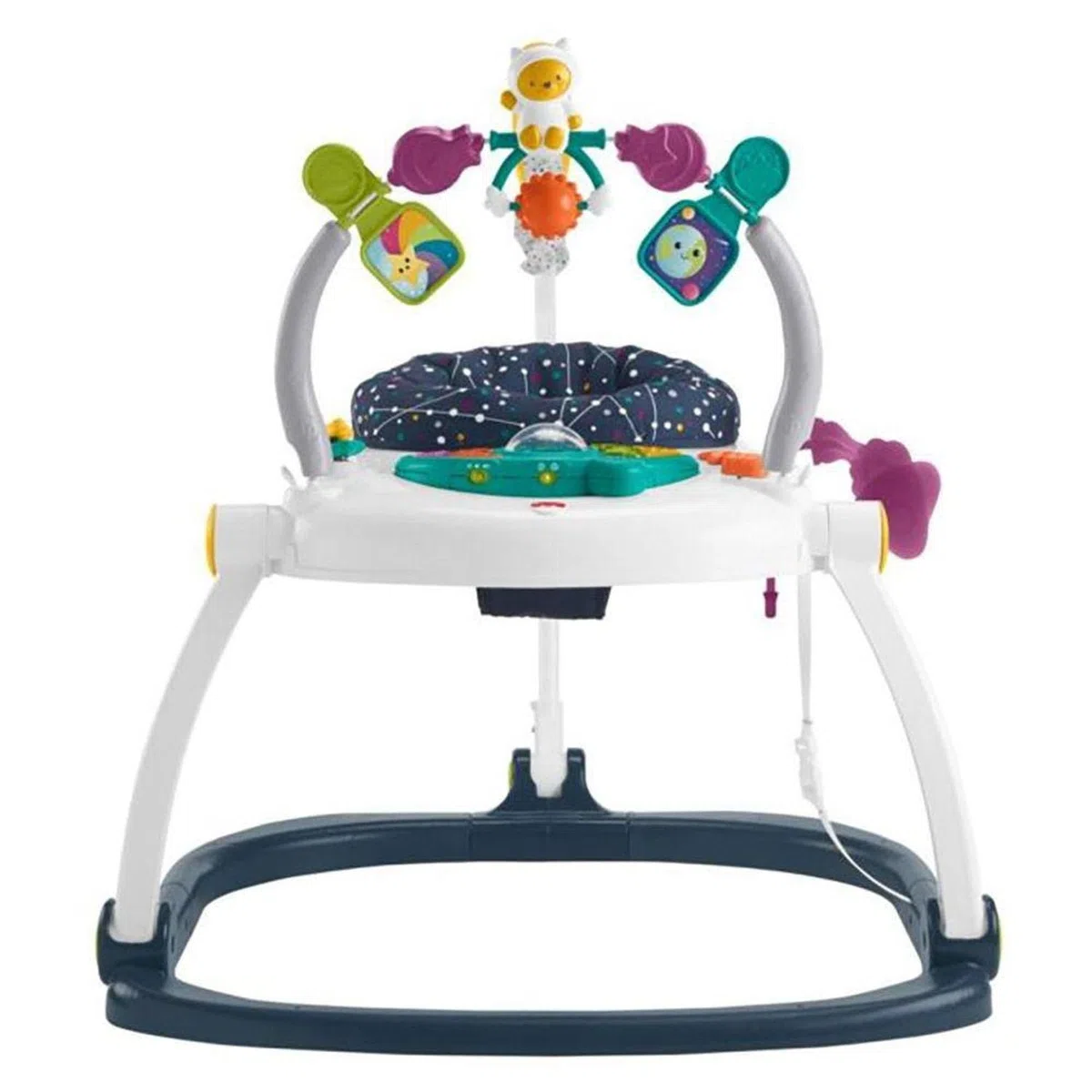 Fisher-Price GPT46 Centro attività Salvaspazio Galaxy Tema Gatto Spaziale, Sedile Saltellante, Luci, Musica Giocattolo per Bambini 6+Mesi, Imballaggio Standard