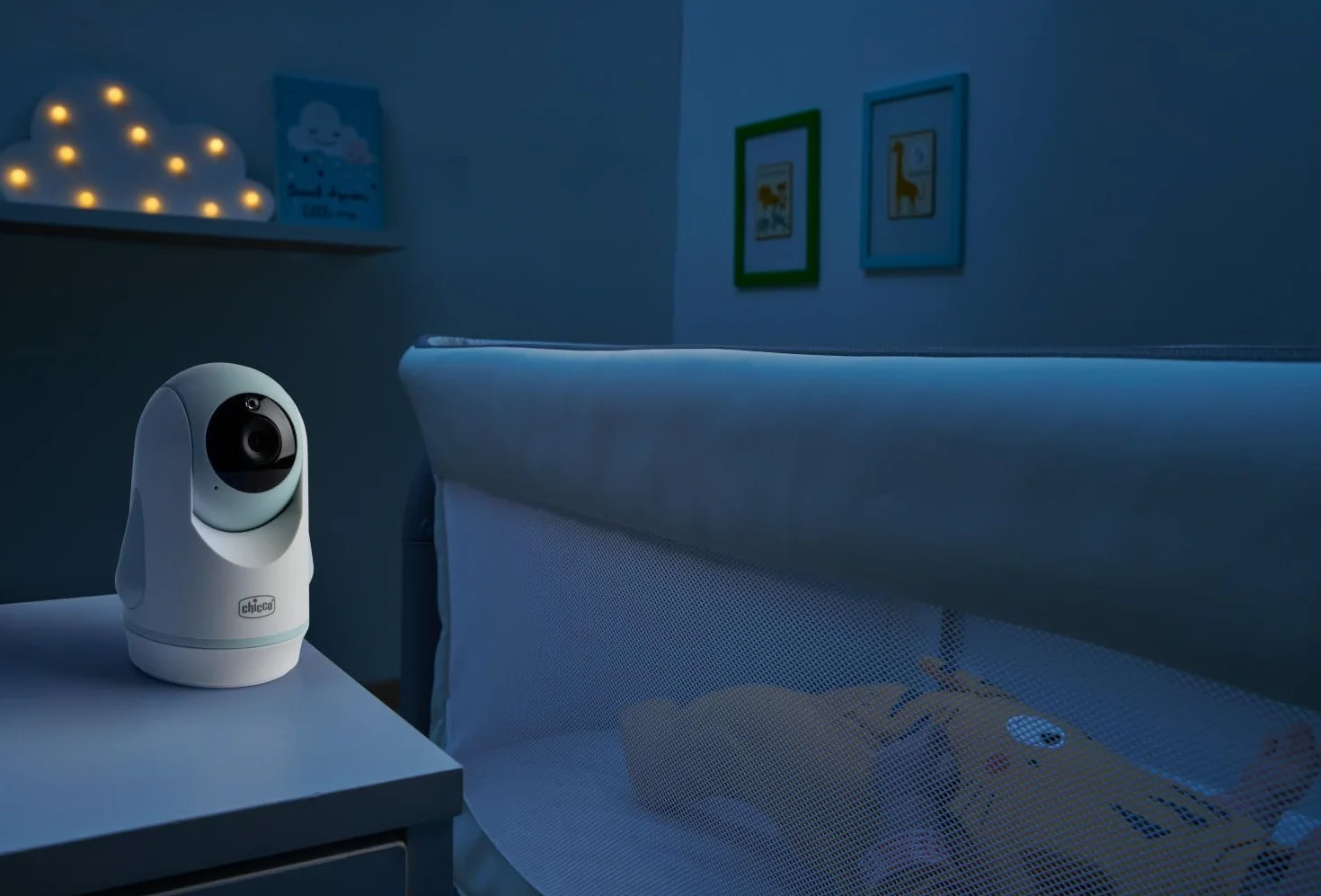 Chicco Baby Monitor Video Evolution 5" Telecamera Rotante Schermo a Colori 220m Termometro Suoni Bianchi No WIFI