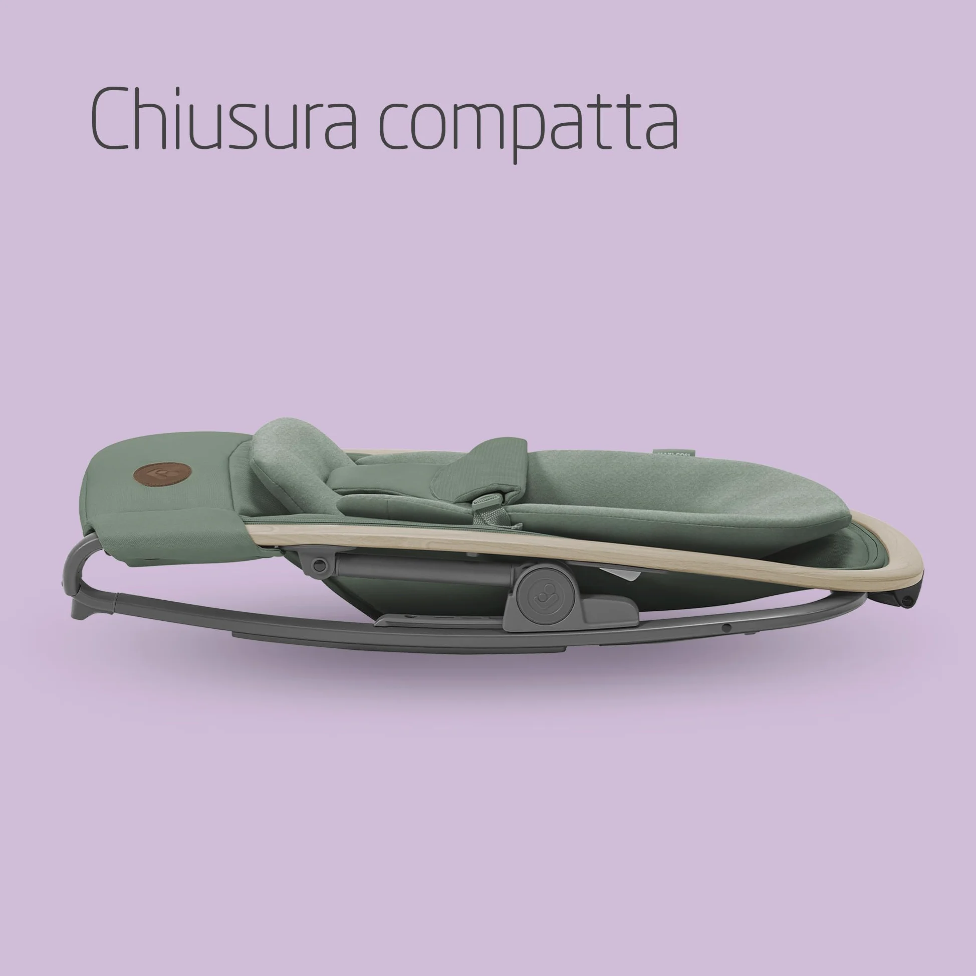Maxi-Cosi Kori Sdraietta Neonati in Tessuto con Arco Gioco, 0-2 anni, 15 kg, Sdraietta Pieghevole, 3 Posizioni di Reclinabile, Chiusura Compatta, Cinture Easy-in, Chiusura Compatta, Beyond Green