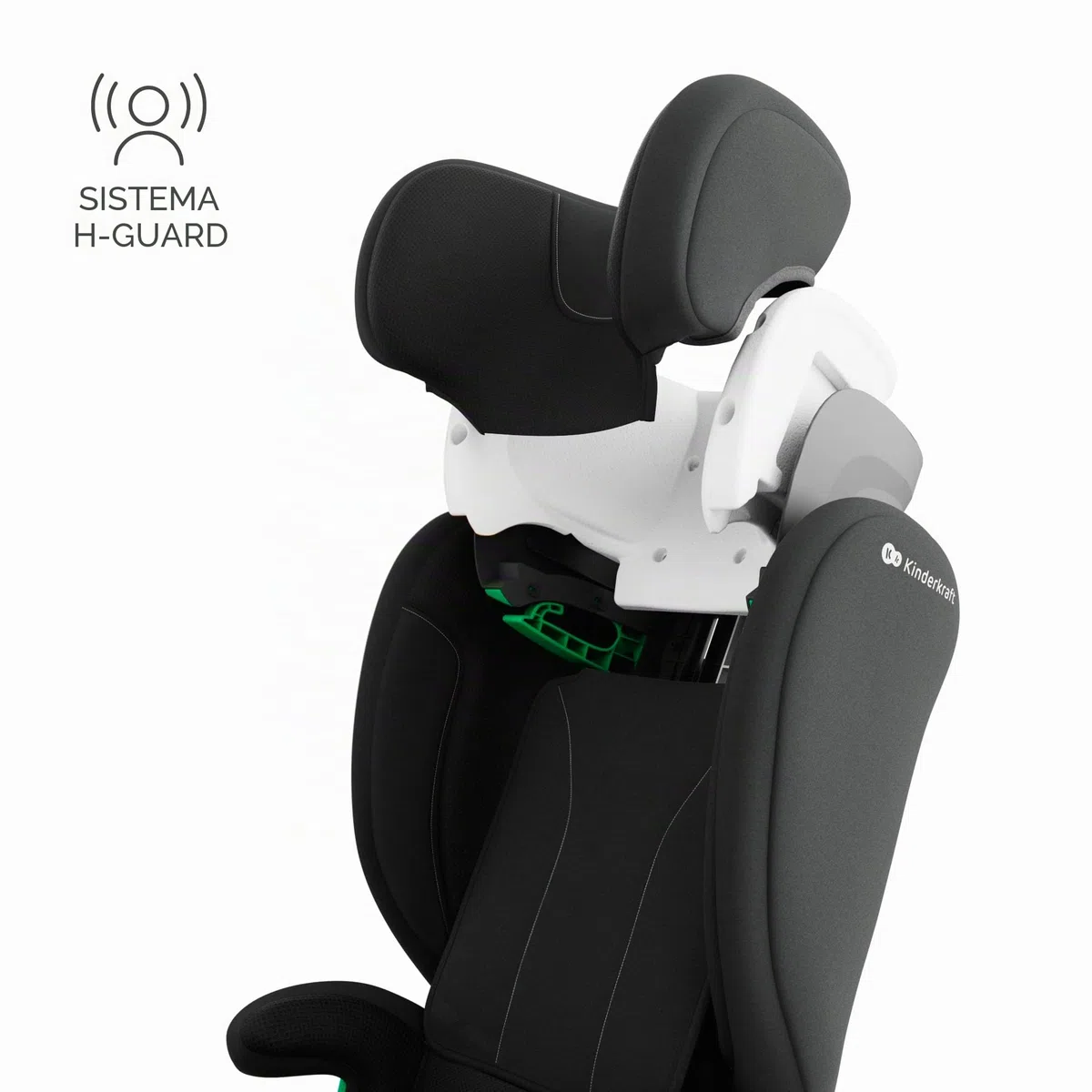 Kinderkraft JUNIOR FIX2 PRO I-SIZE Seggiolino auto 15-36 kg, Gruppo 2-3, 100-150 cm, con Isofix, Poggiatesta regolabile, Sistemi di sicurezza, Leggero Facile da trasportare, Facile da pulire, Nero