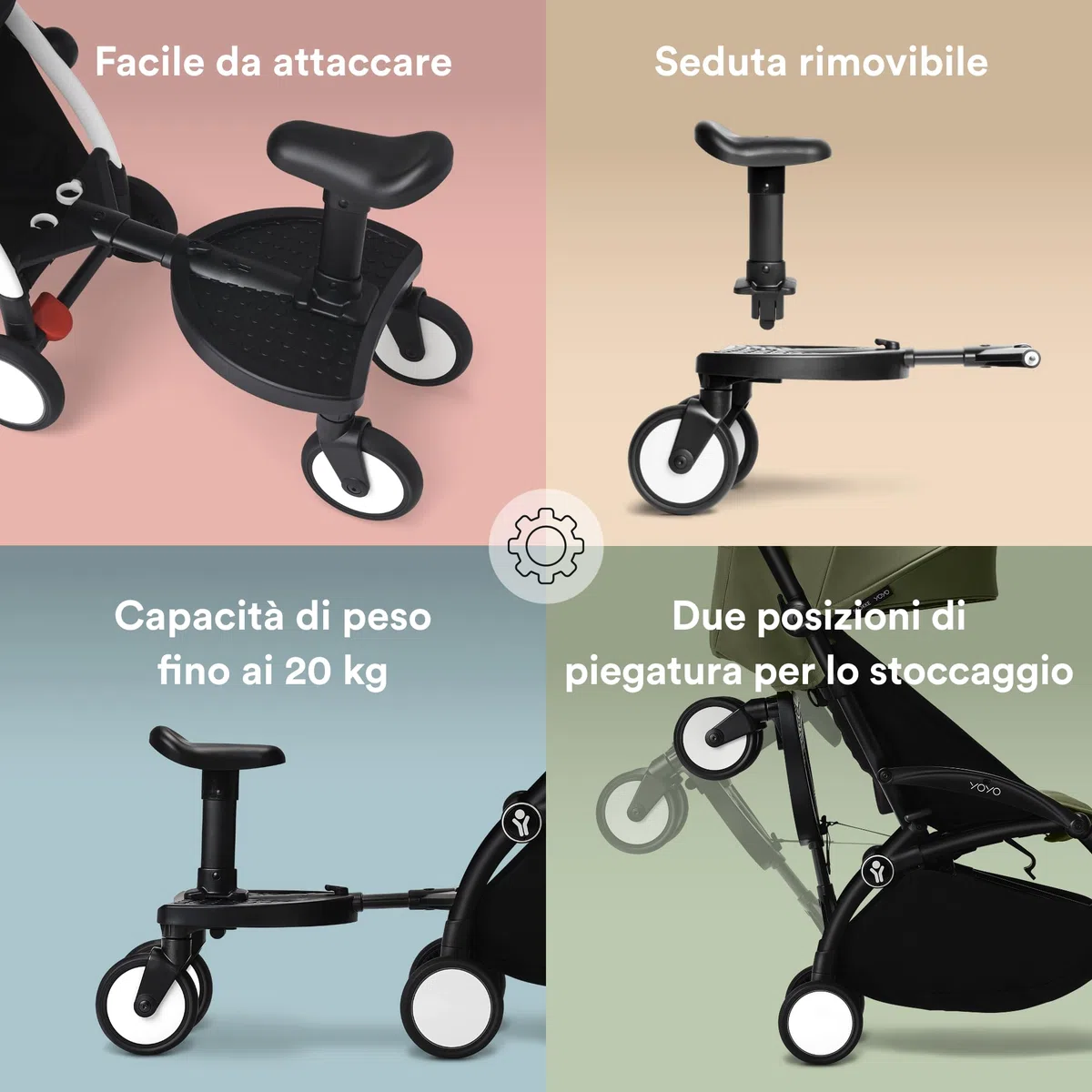 Stokke YOYO Board - Per Bambini dai 24 ai 48 Mesi o Fino a 20 kg - Facile da installare sul passeggino YOYO