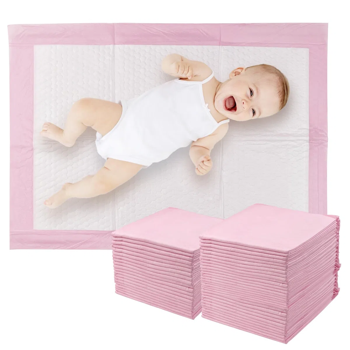 50 Pezzi 60 × 45 cm Traverse per Fasciatoi Monouso, Super Assorbente Traversine Neonato Fasciatoio, Getta e Getta Multiuso, Uscinetti per Cambio Incontinenza, Ultra Morbido, Impermeabile