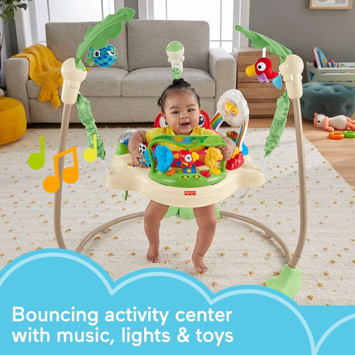 Fisher-Price Centro Attività Saltella e Gioca Amici della Foresta, il Ranocchio, Centro Attività per Neonati con Musica e Luci, K7198