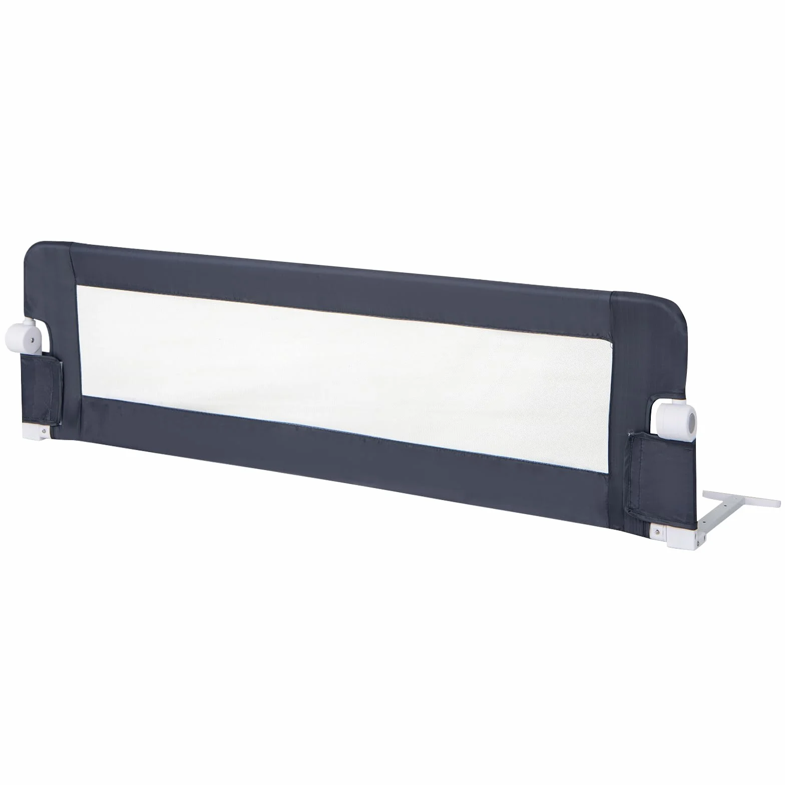COSTWAY Sponda Letto per Bambini 105/120/150 cm, Barriera di Sicurezza per Neonati, Barriera Letto Pieghevole e Portatile, con Cinghia di Sicurezza (Grigio, 152 x 34 x 42 cm)