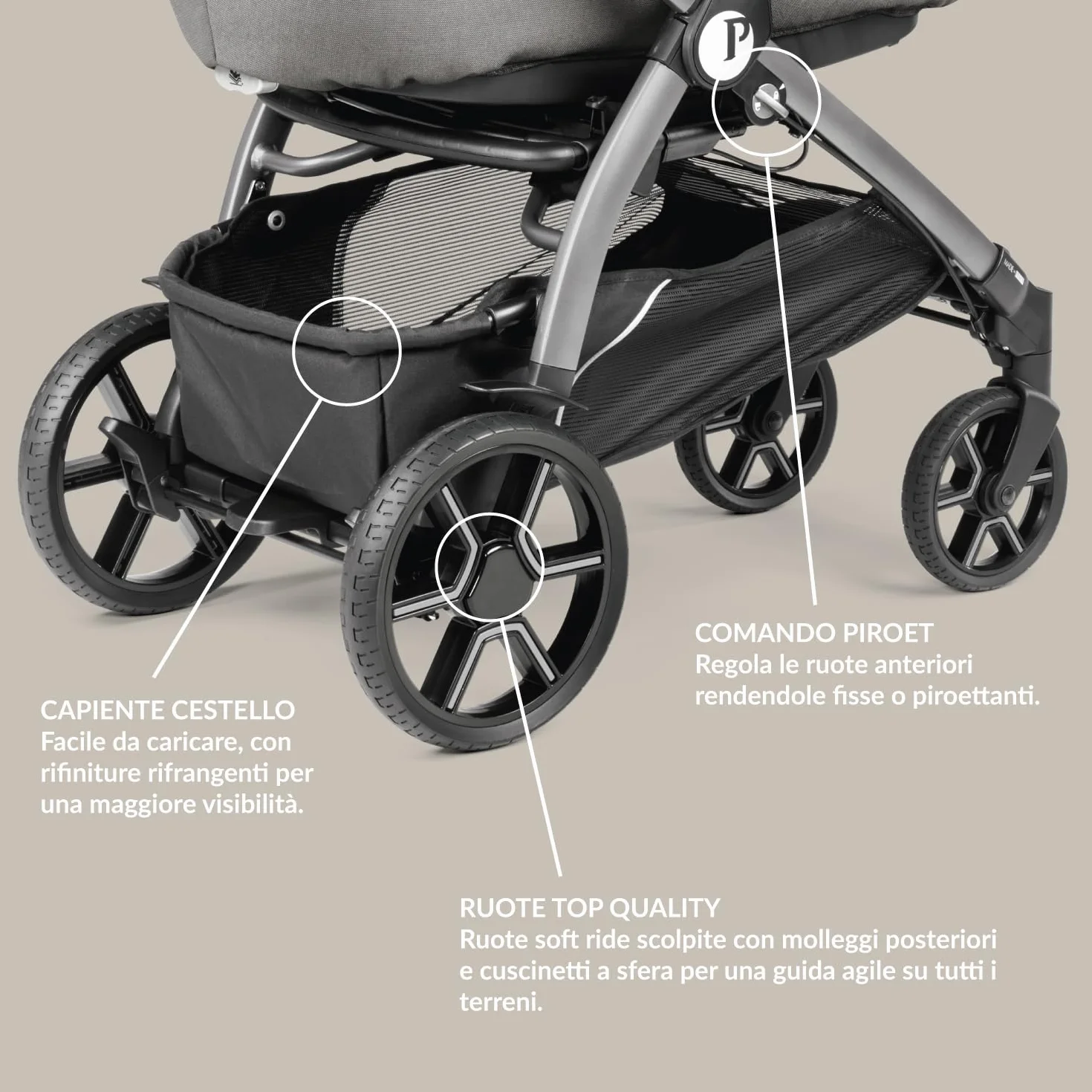 PEG Book Modular Passeggino Trio Neonati 0-4 Anni, Reversibile, Navicella, Seggiolino Auto i-Size, Mercury