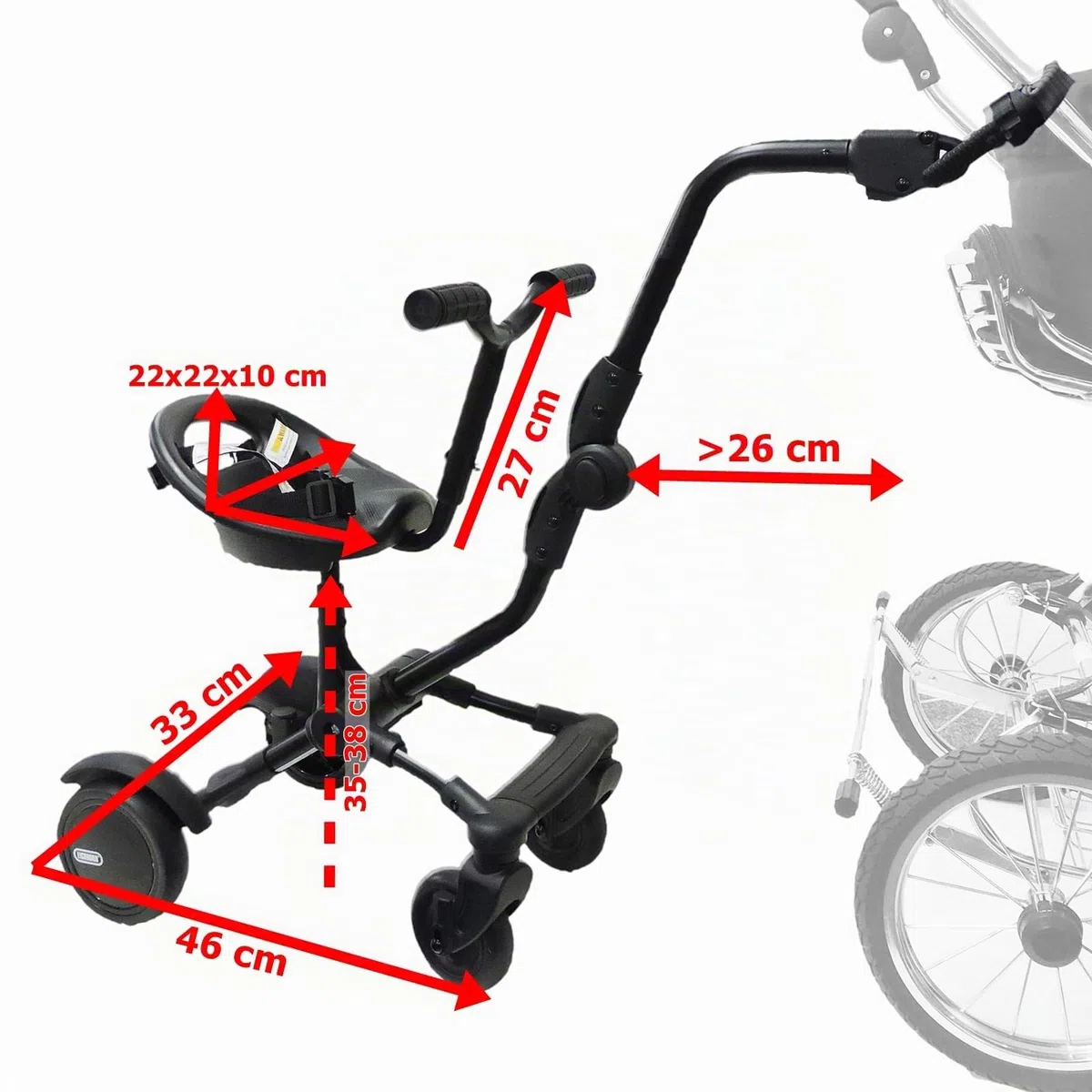 EICHHORN Kinderwagen Downtown Rider - Seggiolino per fratelli e passeggini, per bambini dai 15 mesi fino a 25 kg
