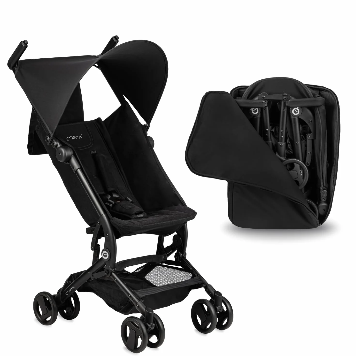 MoMi GRACE Passeggino leggero bambini 6 mesi pieghevole compatto viaggio cappottina parasole regolabile schienale reclinabile cintura 5 punti 15 kg zaino trasporto