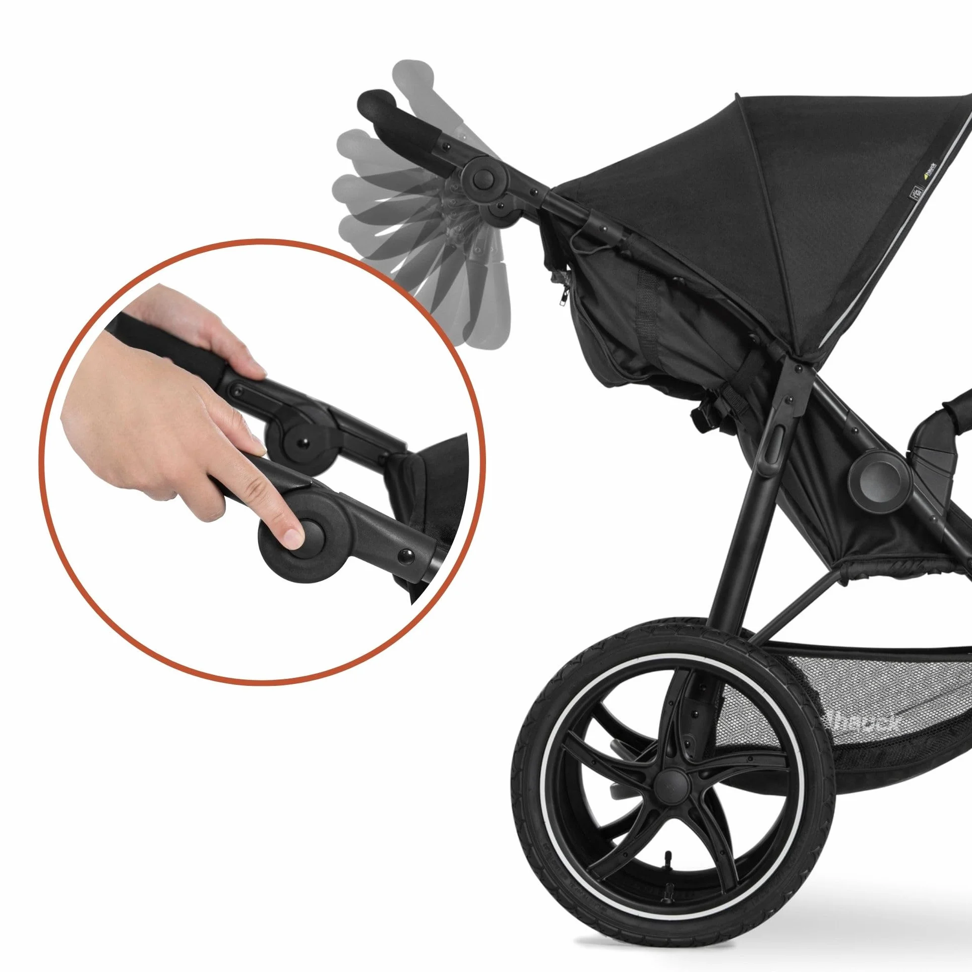 Hauck Passeggino 3 Ruote Runner 2 z Kołami XL, 22 kg, Reclinabile, Regolabile, UPF 50+, Cesto 3 kg, Pieghevole, Nero