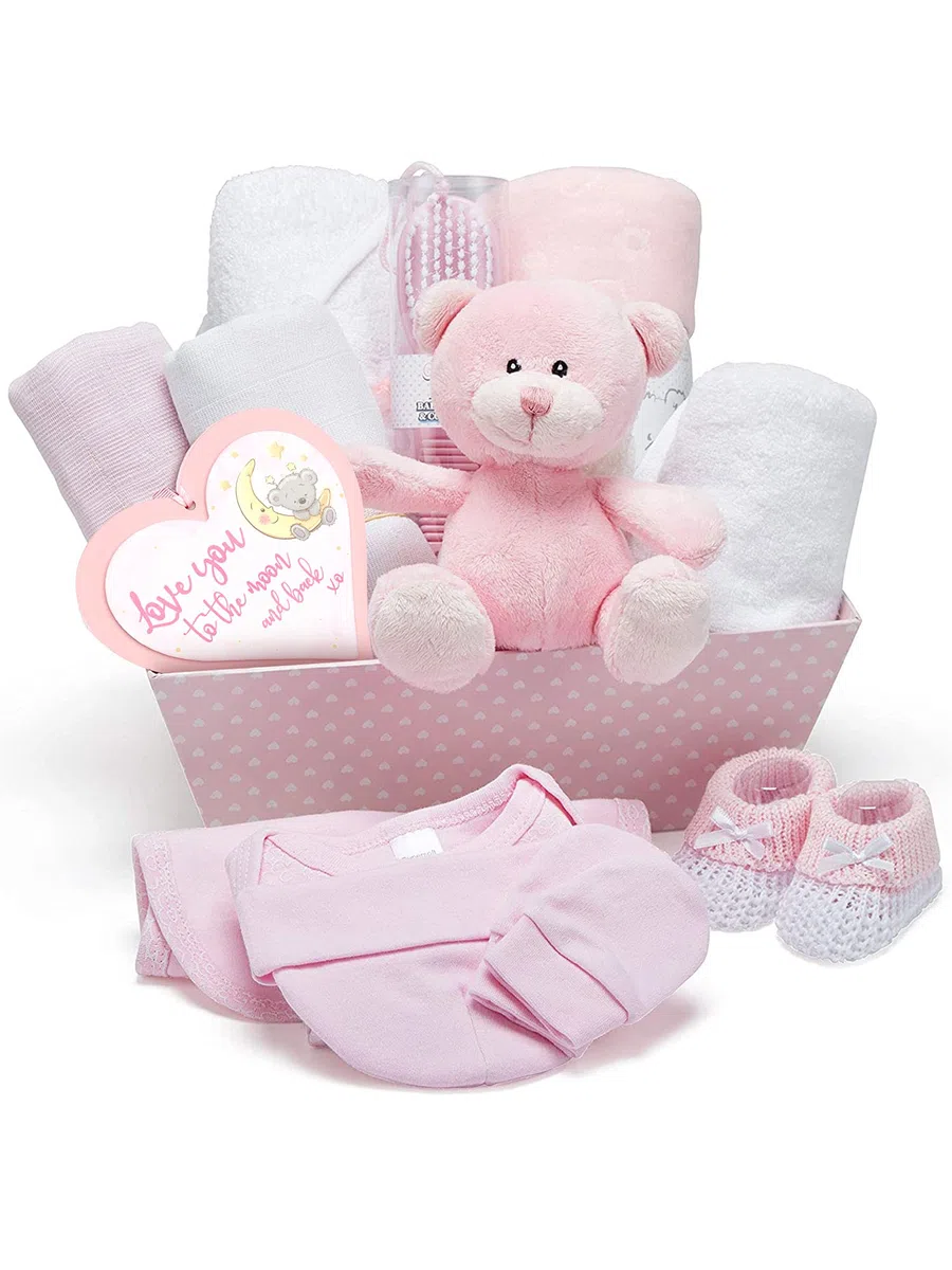 Baby Box Shop Set Regalo Neonato Femmina 17 Pezzi, Regali Nascita Bimba, Set Regalo Neonata, Rosa