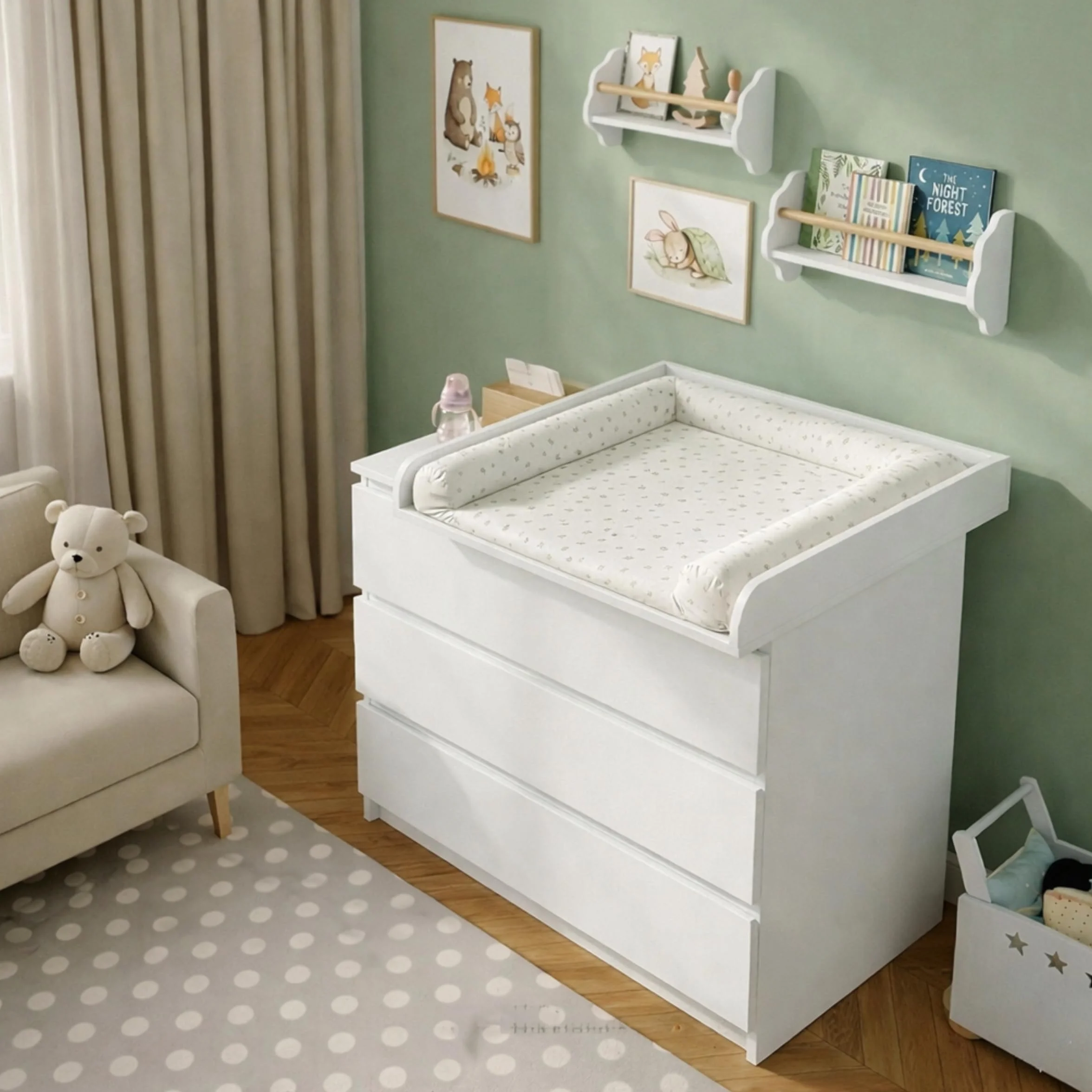 Fasciatoio per comò regolabile estensibile 34–50 cm, Bianco 53,2 x 70 cm