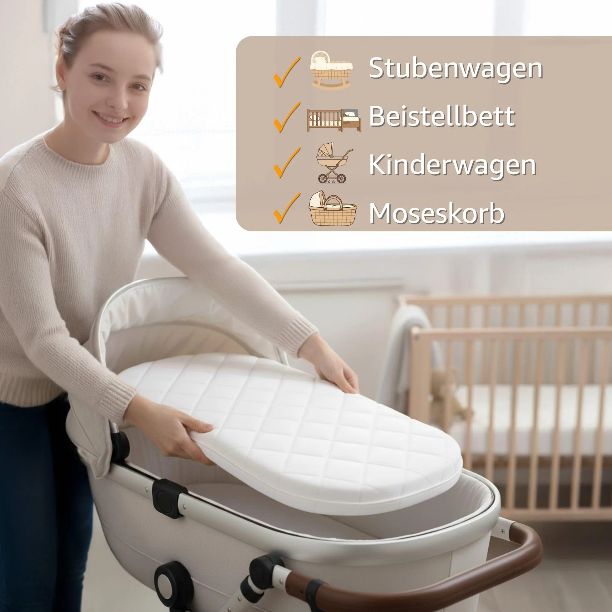 Materasso da culla BASIC - Ovale materassino bambini per navicella carrozzina passeggino e lettino neonato 40 x 80 Baby materassi antisudore Oeko-Tex