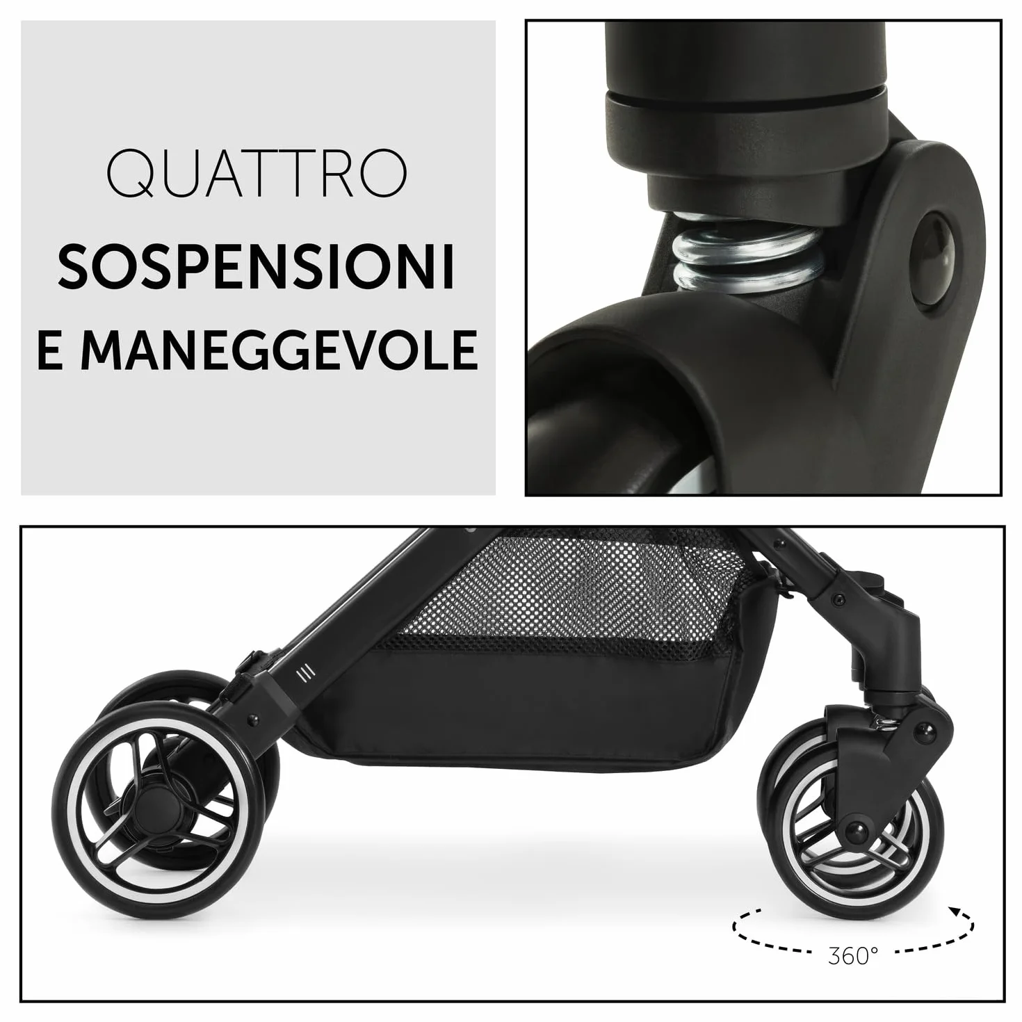 Hauck Travel N Care Passeggino Da Viaggio Reclinabile Ultraleggero 6,9kg UPF50+ Ruote EVA Verde Oliva