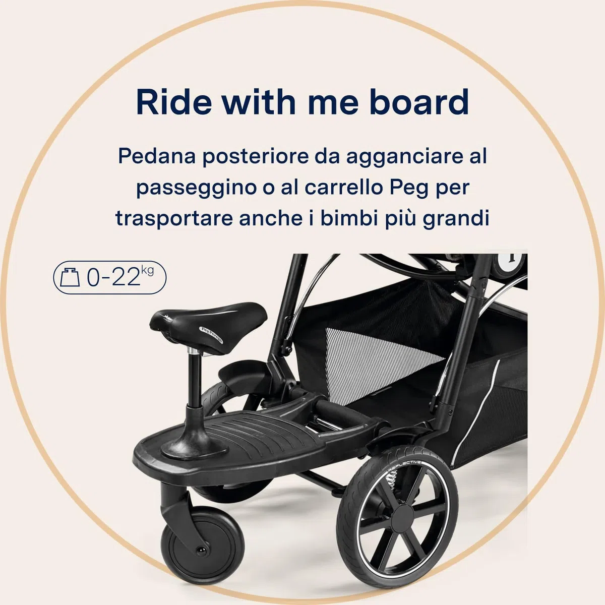 PEG Ride With Me Board Veloce/Vivace - Pedana Posteriore per Secondo Bambino - Compatibile con Passeggini Veloce e Vivace di Peg