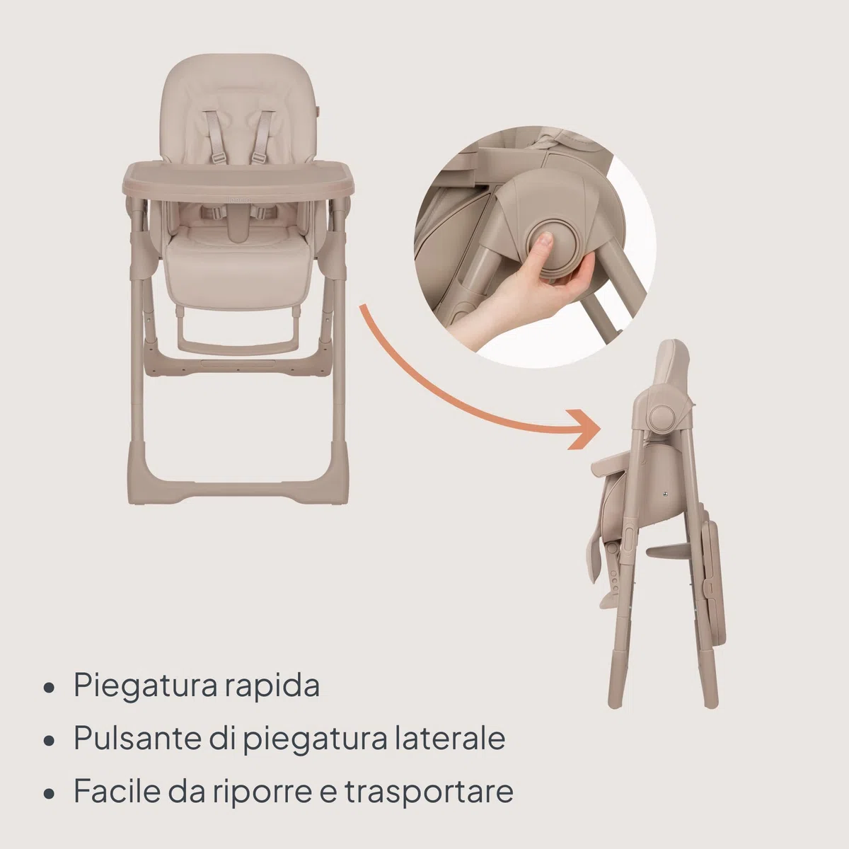 Lionelo Linn Plus Seggiolone Pappa Regolabile 2in1 Fino a 15 kg, Sedia con Funzione Sdraietta Dalla Nascita, Pieghevole, Ruote, Regolazione con una Mano, 6 Altezze, 3 Posizioni, Vassoio Lavastoviglie