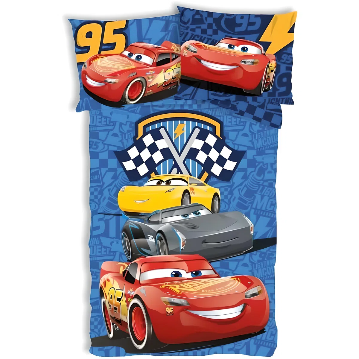Disney Cars Track Stars Set di biancheria da letto per bambini | copripiumino singolo 140 x 200 cm con federa 50 x 70 cm, 100% cotone | Flash Lightning McQueen Set di biancheria da letto per bambini