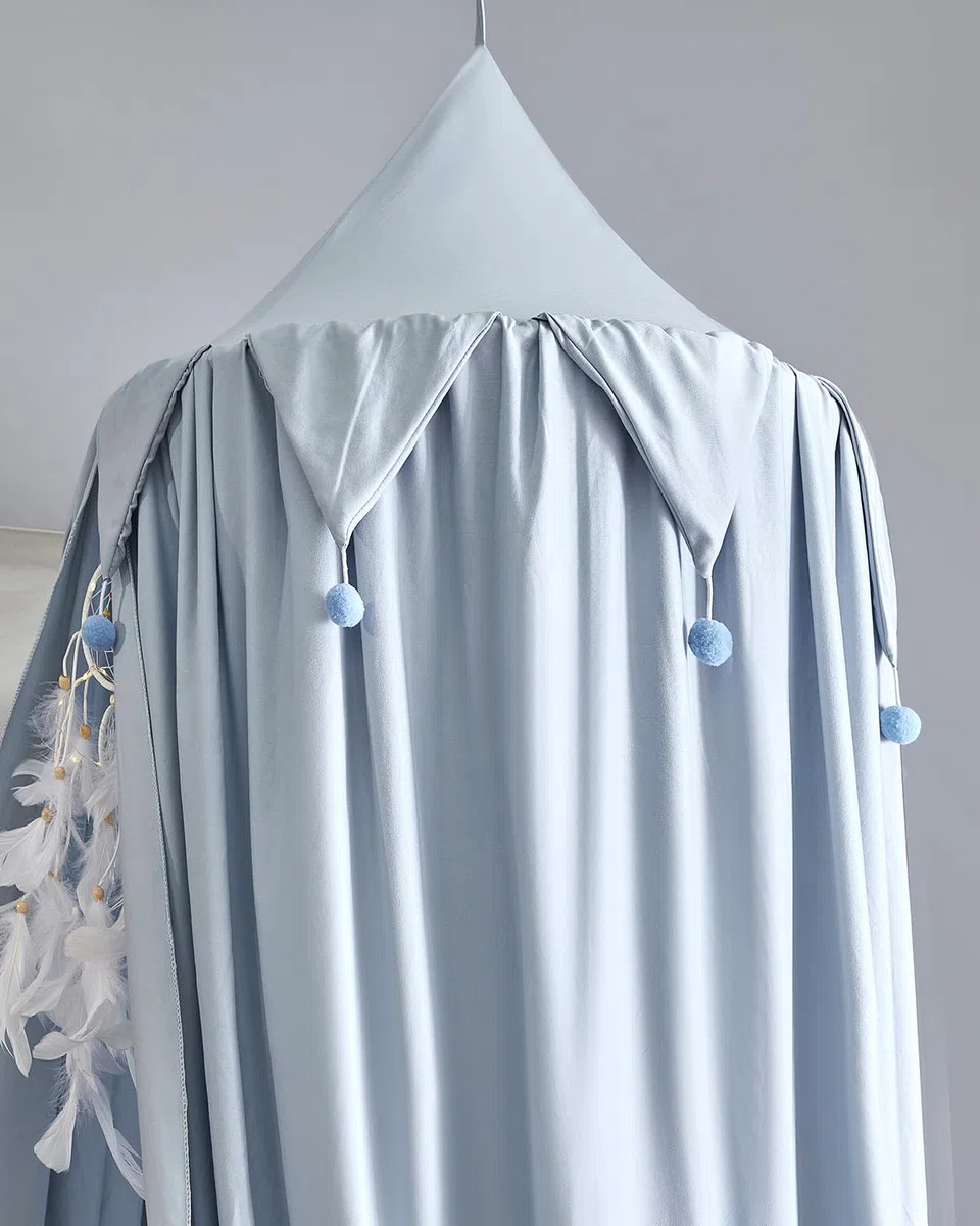 Surwin Baldacchino per Letto Bambina Bambini, Blu Tenda Zanzariera Baldacchino per Lettino Culla Neonato | Cupola Rotonda per Camera da Letto Lettura Cameretta