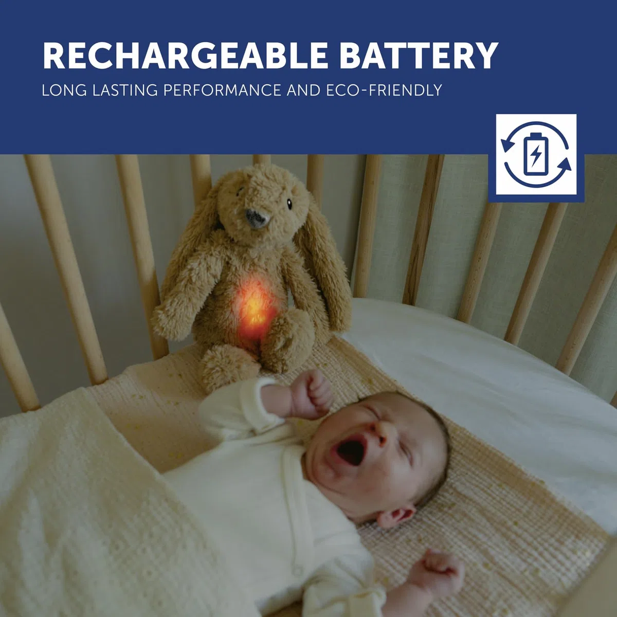 ZAZU - Ro del coniglietto Baby Sonno con batteria ricaricabile – Luce notturna in diversi colori e suoni rilassanti, sensore vino, spegnimento automatico e cavo di ricarica USB-C (beige)