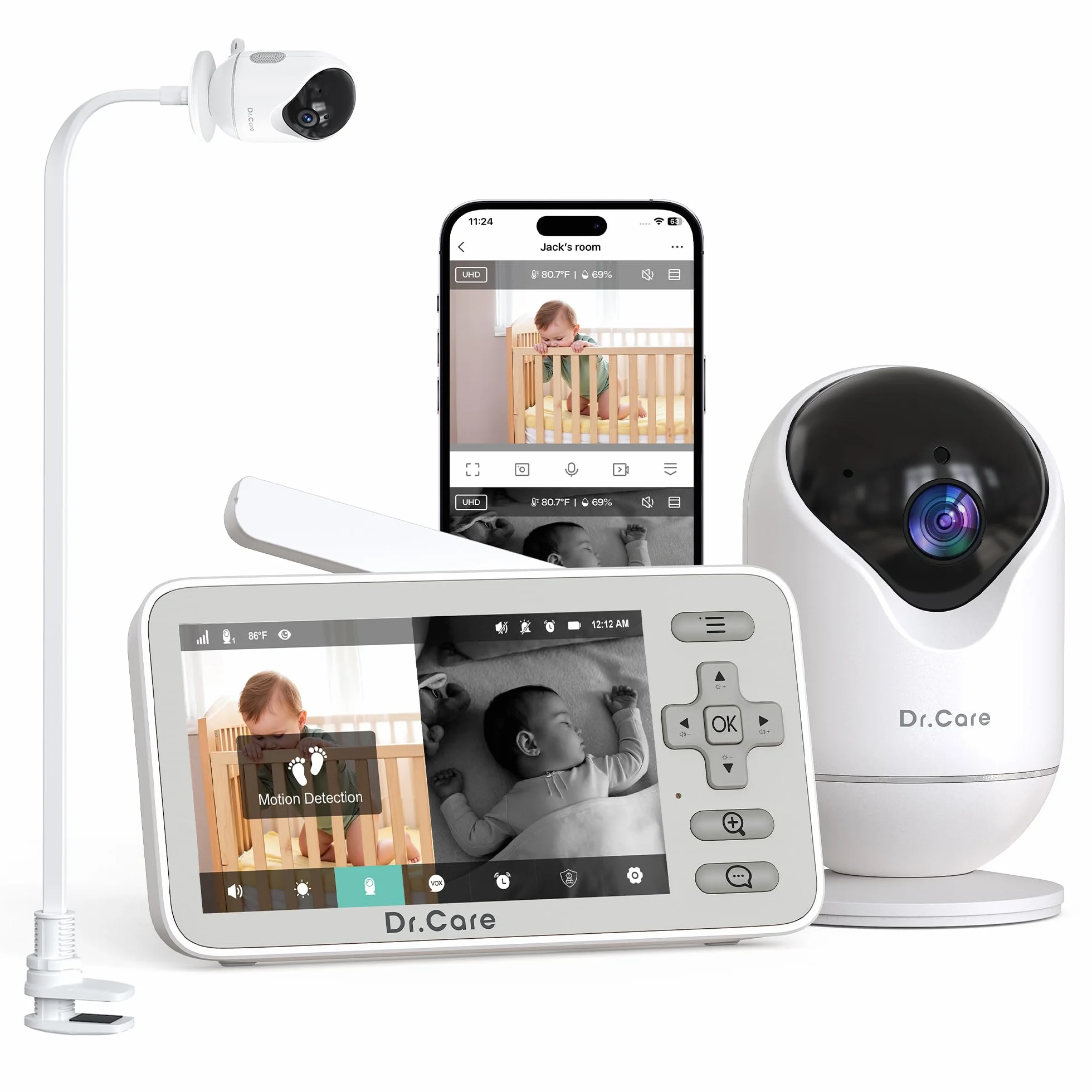Dr.Care VistaView Lite Smart WLAN Babyphone 4" 720P Screen Fotocamera 1080P Controllo App Allarme di Movimento