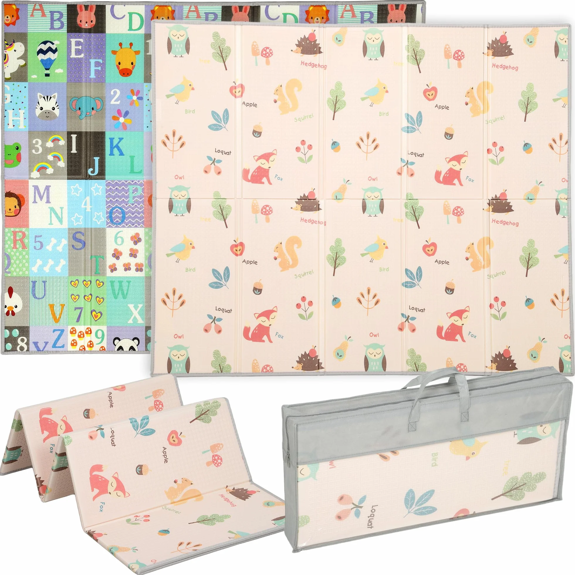 AIYAPLAY Tappeto per Bambini 0-3 Anni con Numeri e Lettere e Superficie Impermeabile, Tappeto Gattonamento in XPE e PE, 180x150x1 cm, Multicolore